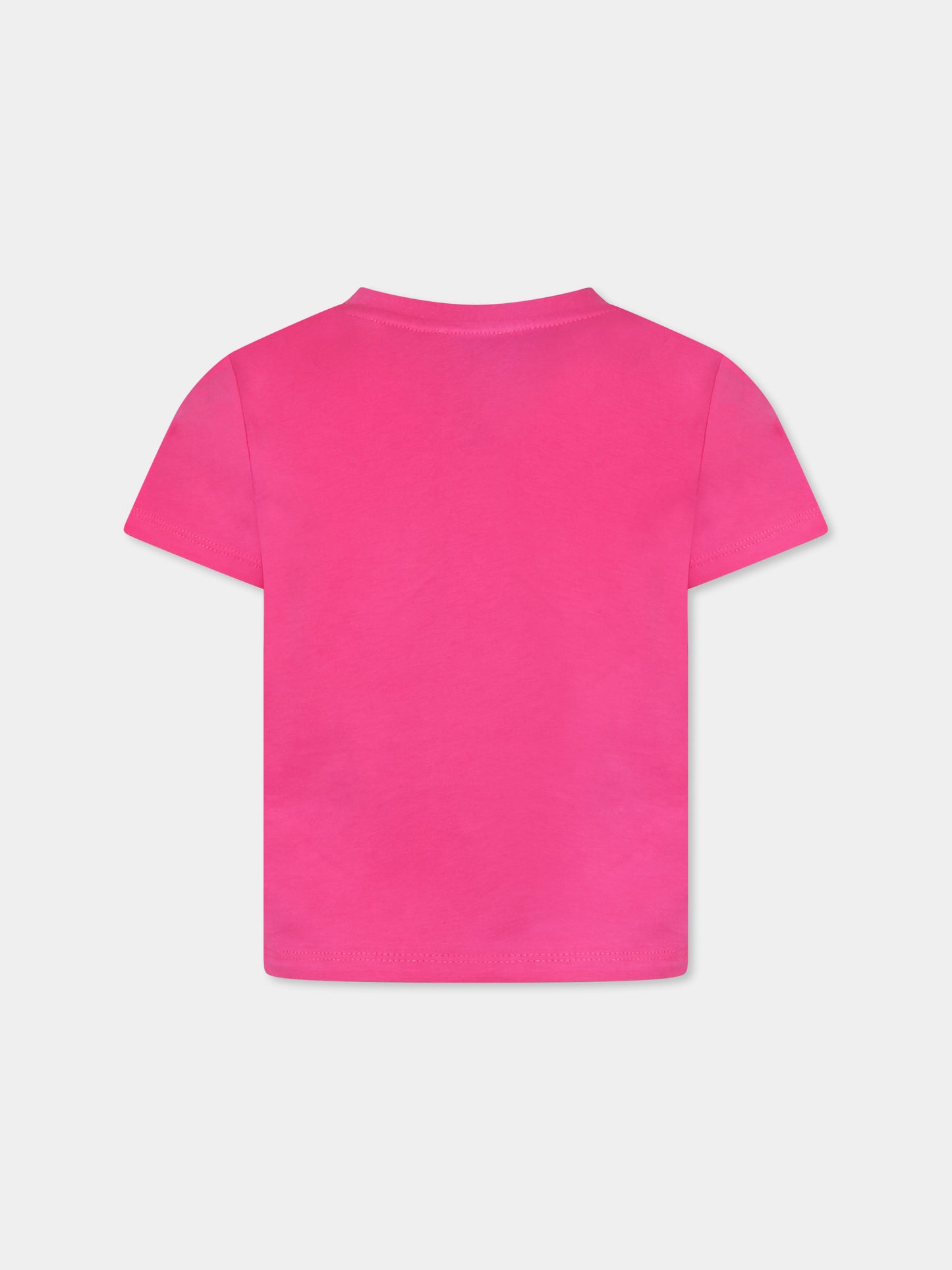 T-shirt fucsia per bambina con Lucky Tiger,Kenzo Kids,K61054 483