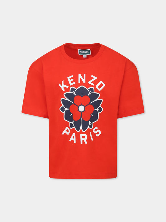 T-shirt rouge pour fille avec logo