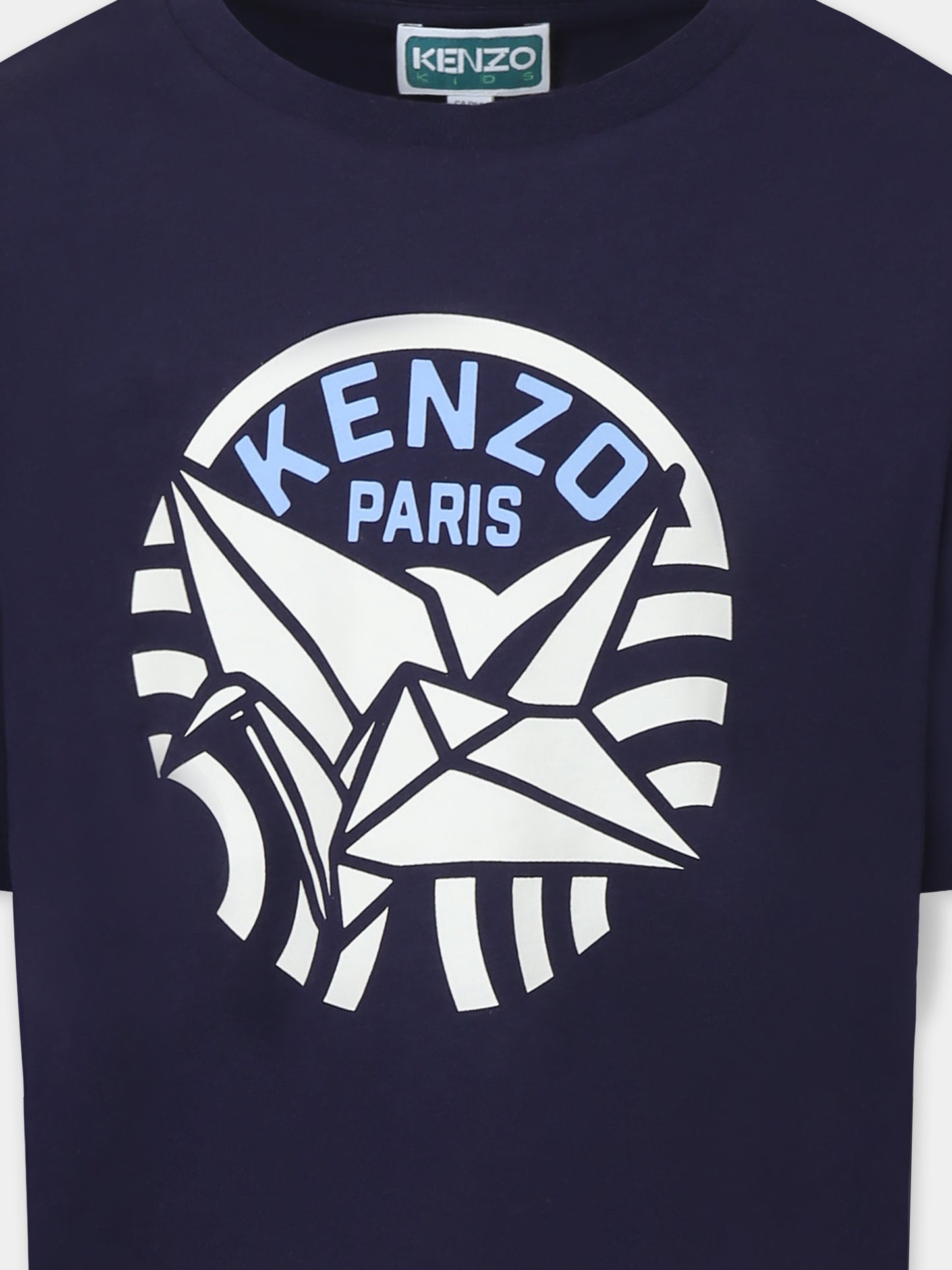 T-shirt bleu pour fille avec imprimé Kenzo Seigaiha