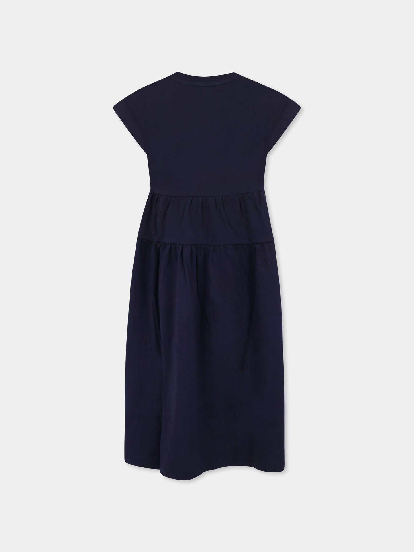 Vestito blu per bambina con stampa Seigaiha,Kenzo Kids,K61022 848