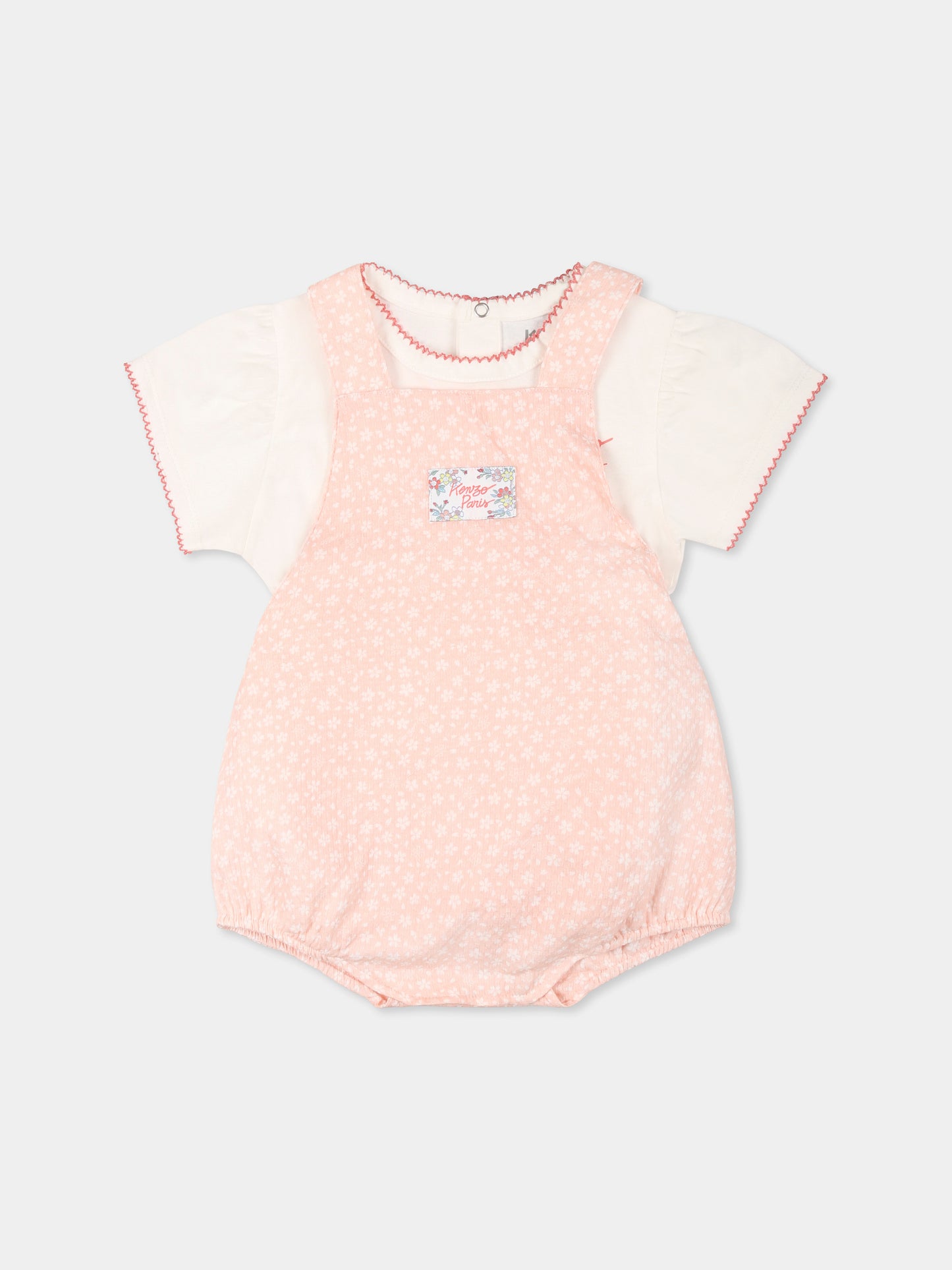 Pagliaccetto rosa per neonata con stampa floreale,Kenzo Kids,K60845 117