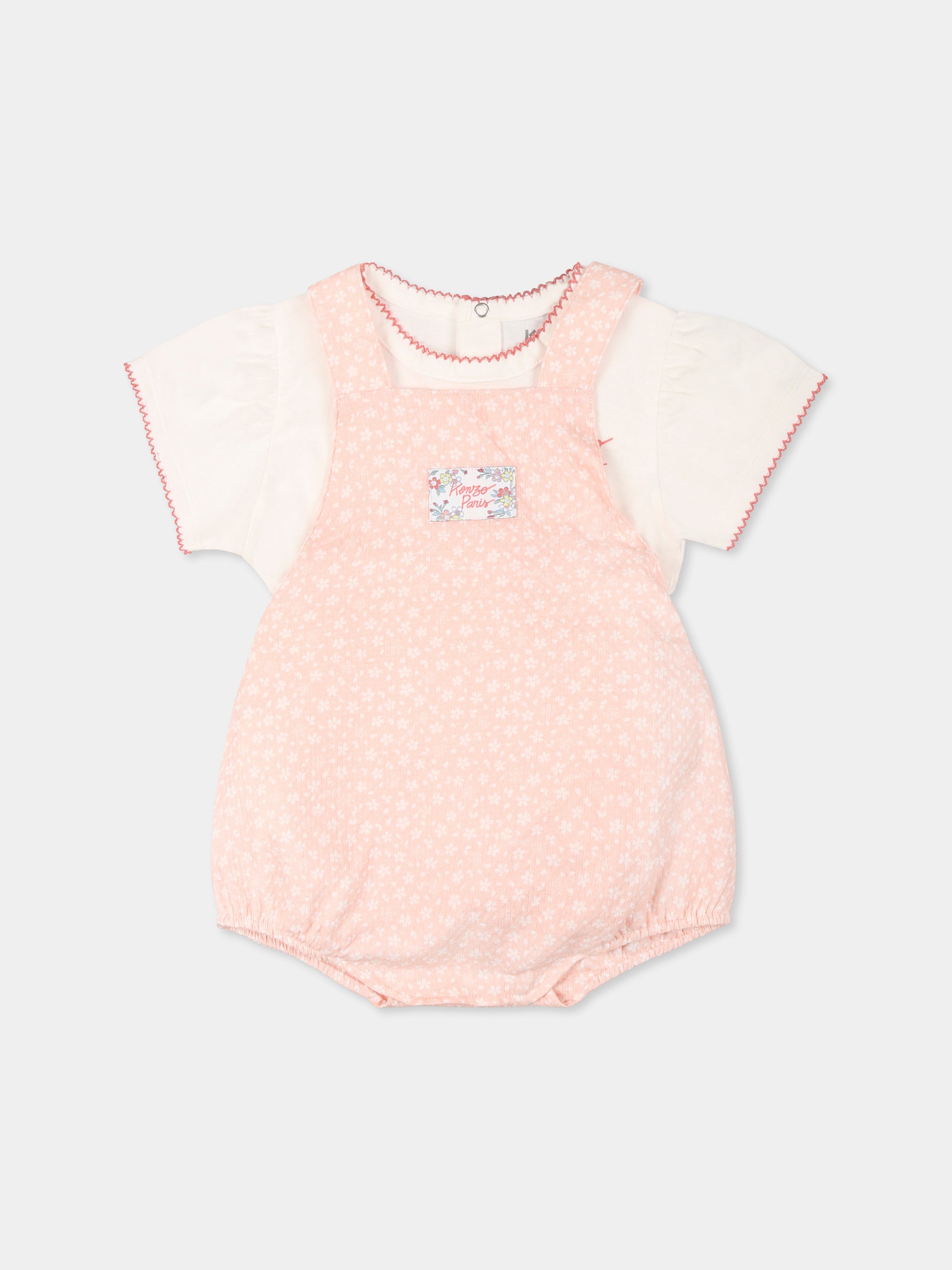 Pagliaccetto rosa per neonata con stampa floreale,Kenzo Kids,K60845 117