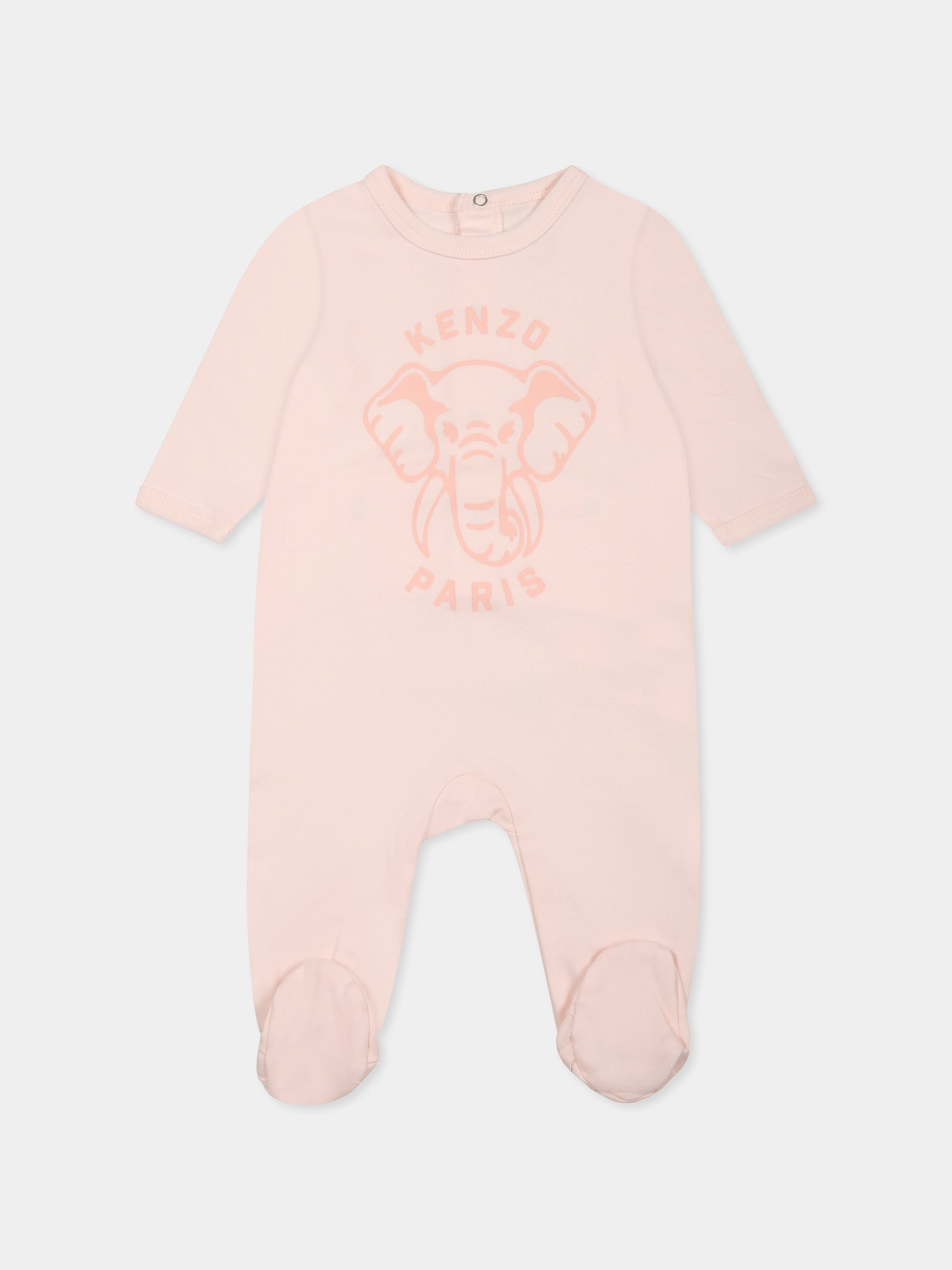 Set tutina rosa per neonata con elefante e logo,Kenzo Kids,K60866 47R