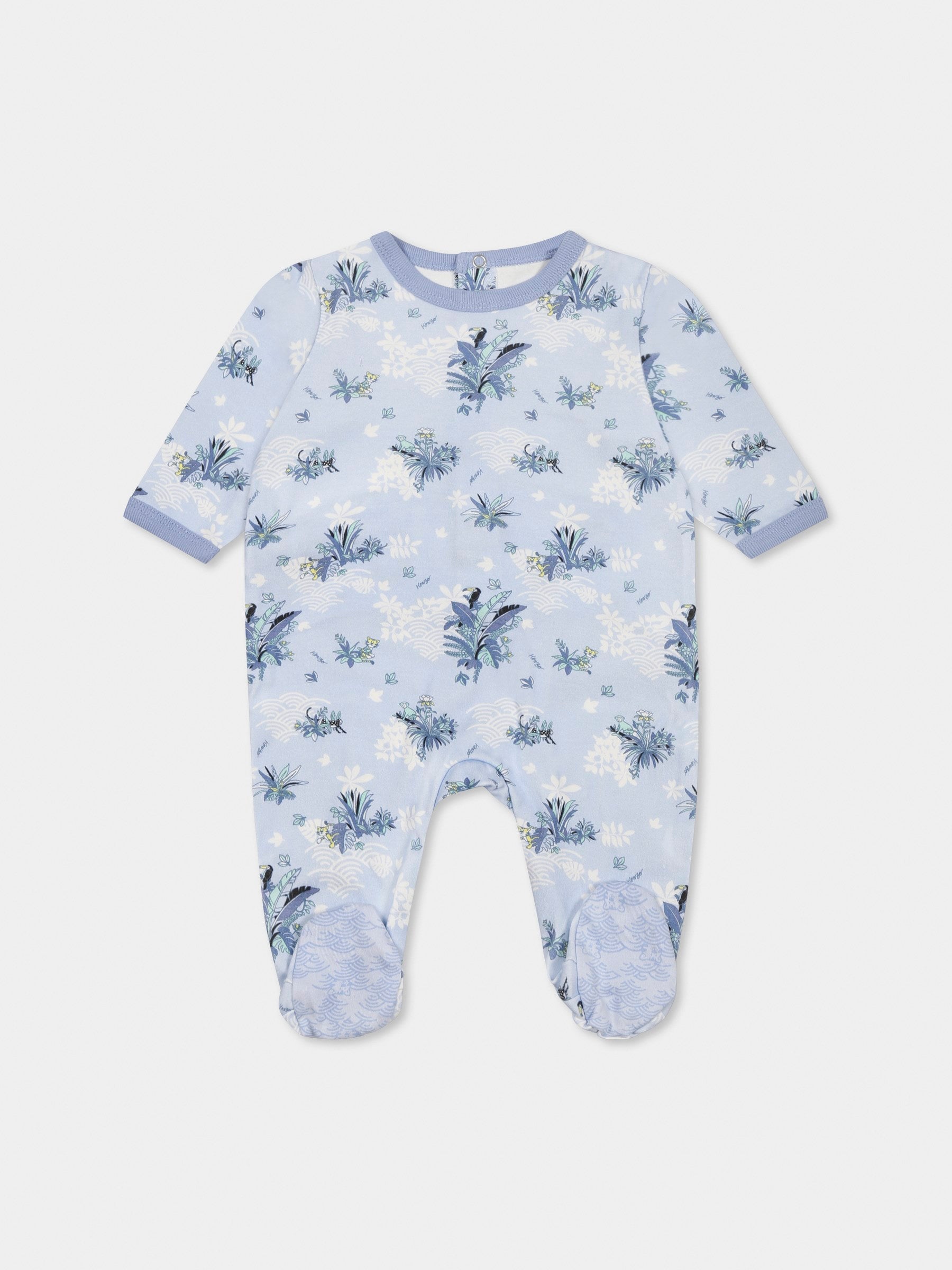 Set tutina celeste per neonato con stampa giungla,Kenzo Kids,K60863 771