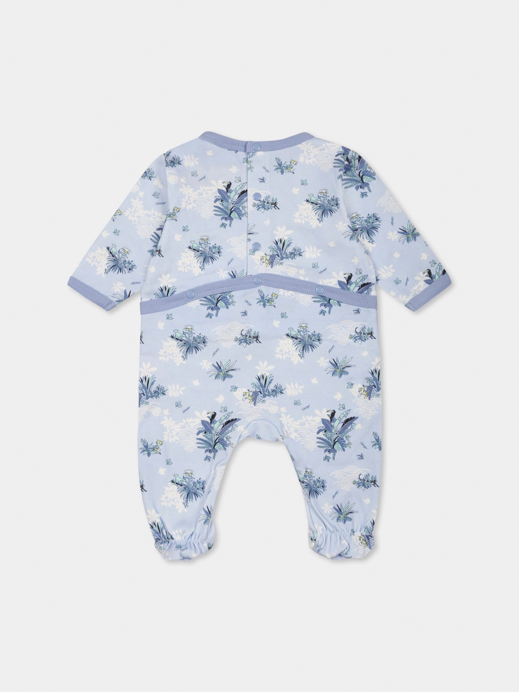 Set tutina celeste per neonato con stampa giungla,Kenzo Kids,K60863 771