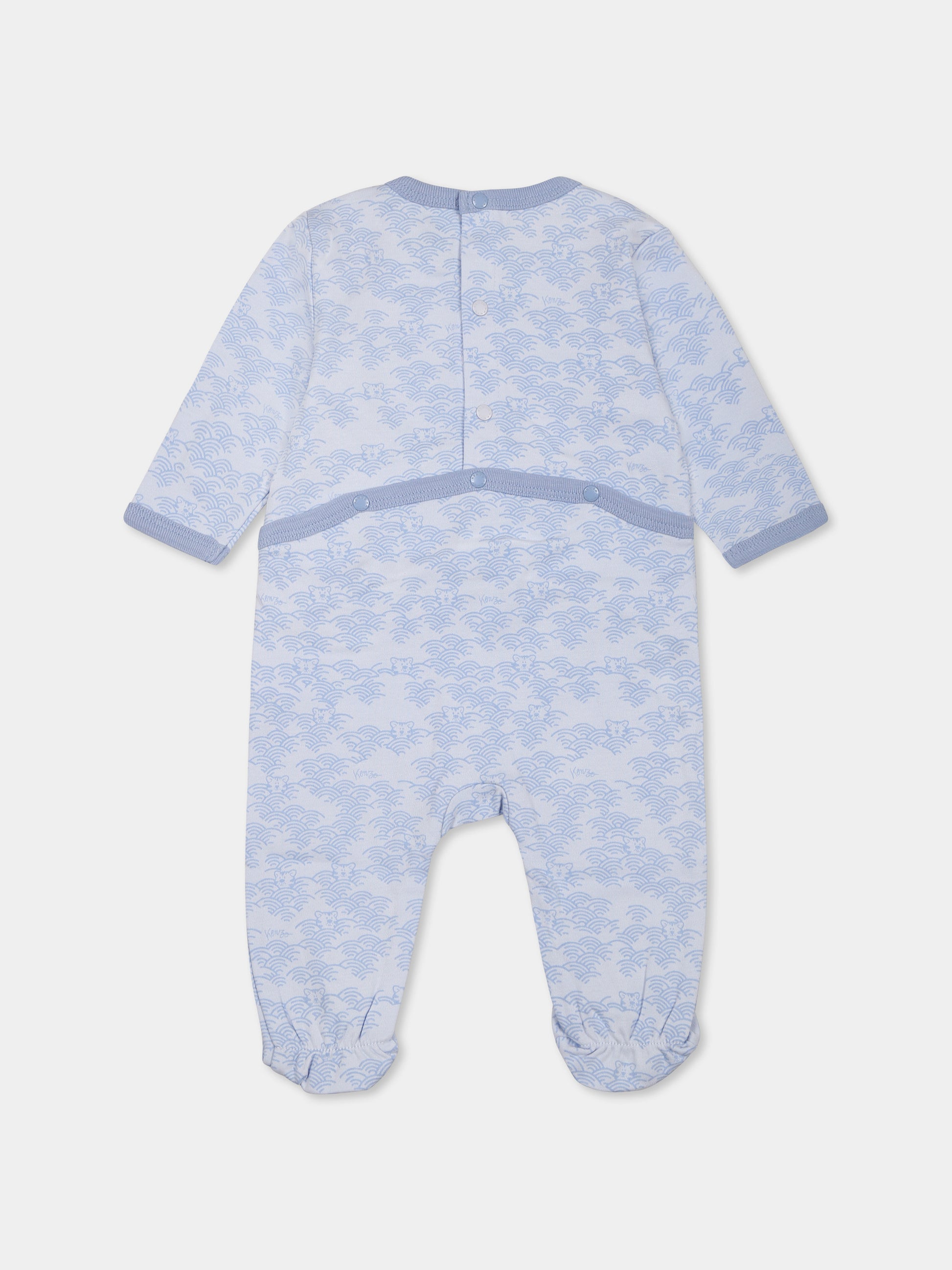 Tutina celeste per neonato con tigre all over,Kenzo Kids,K60862 771