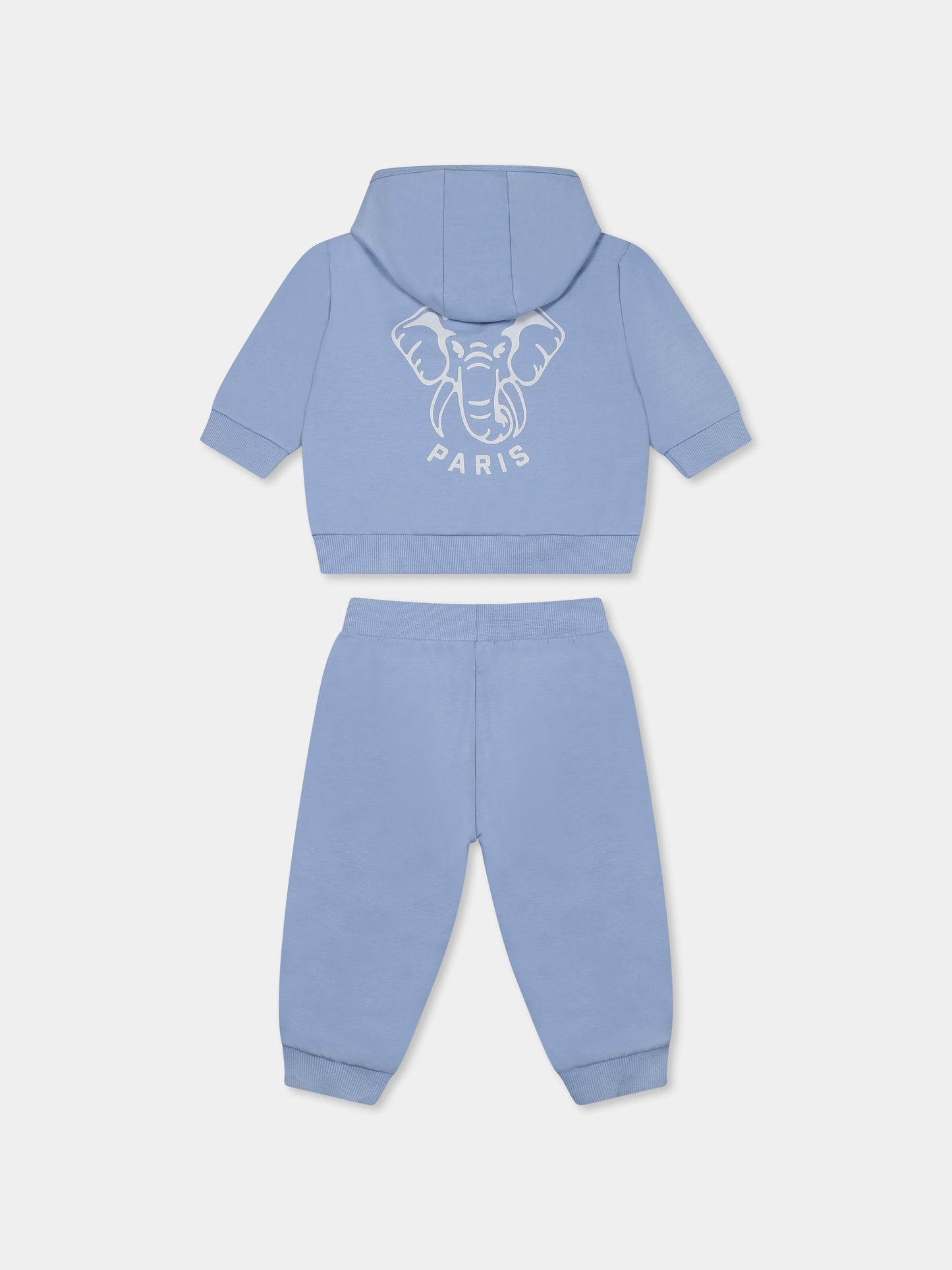 Completo celeste per neonato con elefante e logo,Kenzo Kids,K60868 77A