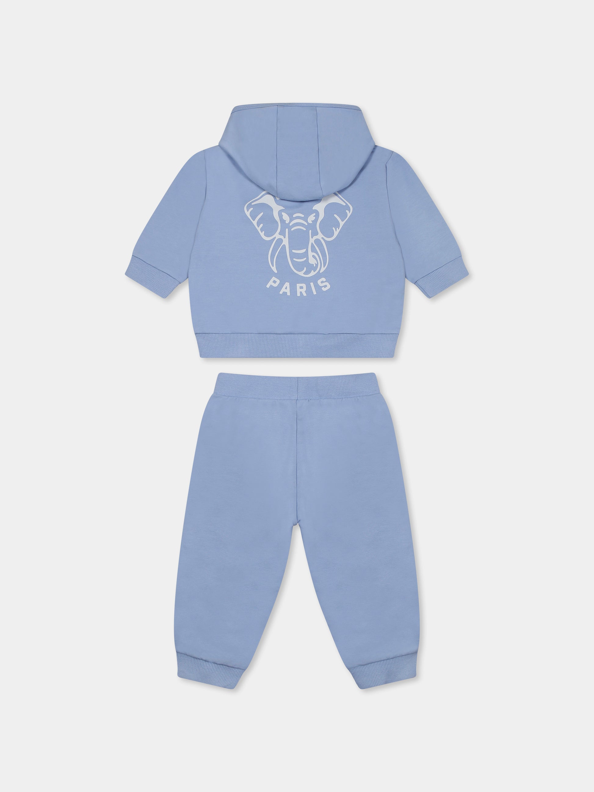 Completo celeste per neonato con elefante e logo,Kenzo Kids,K60868 77A