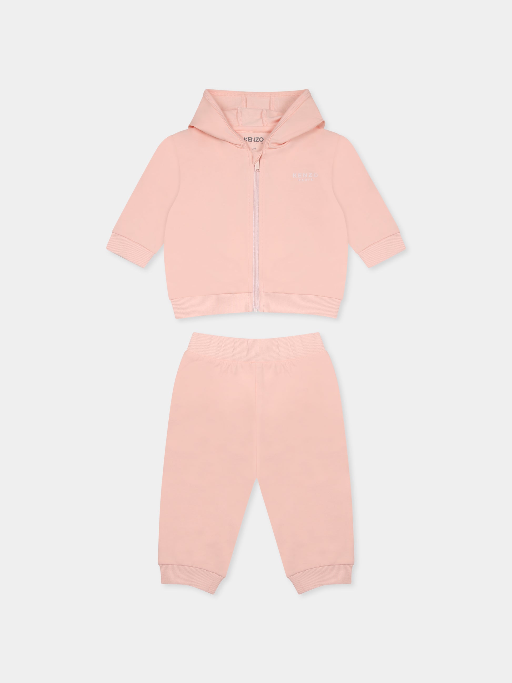 Completo rosa per neonata con elefante e logo,Kenzo Kids,K60868 46T