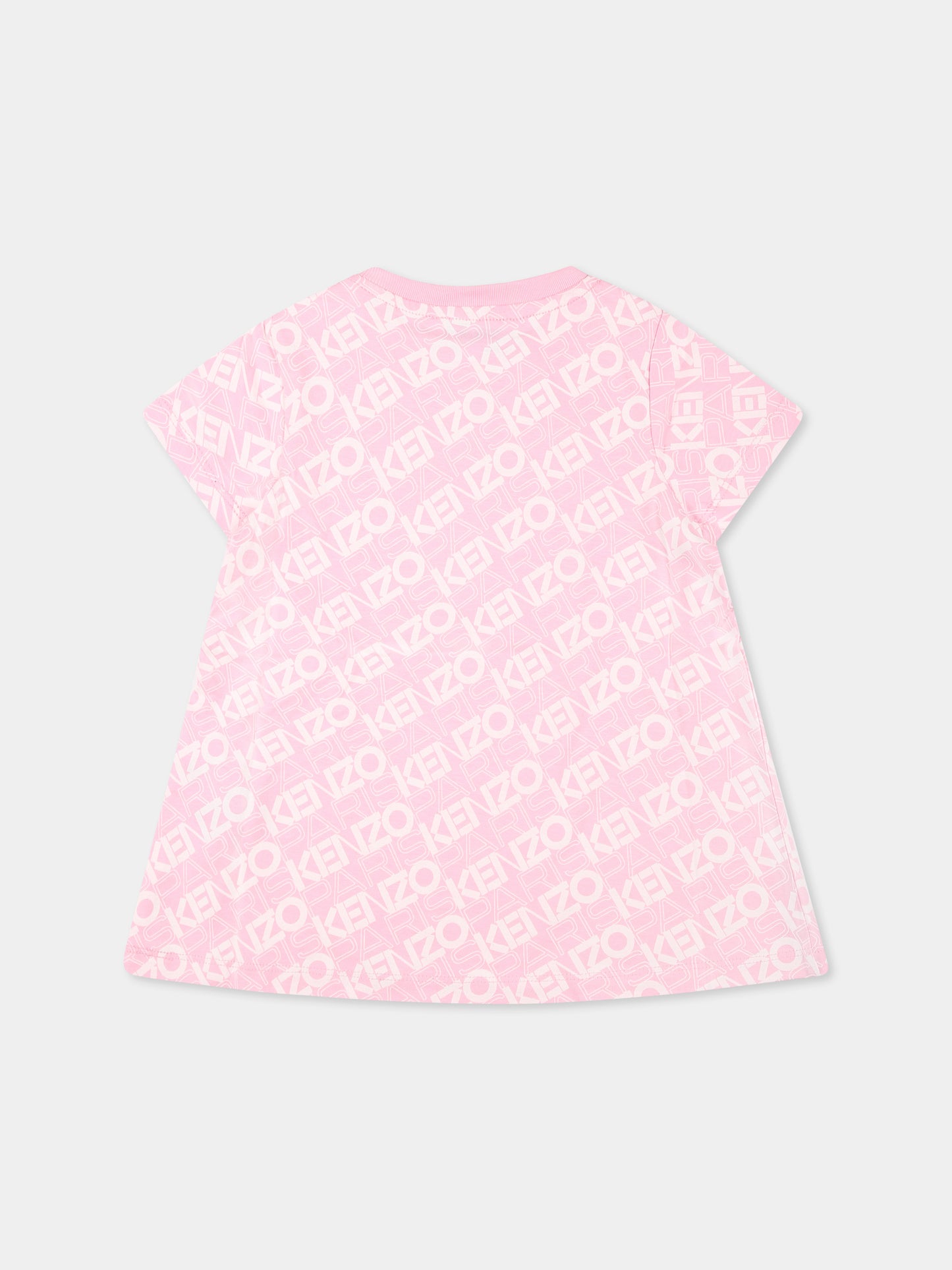 Vestito rosa per neonata con logo all over,Kenzo Kids,K60948 465