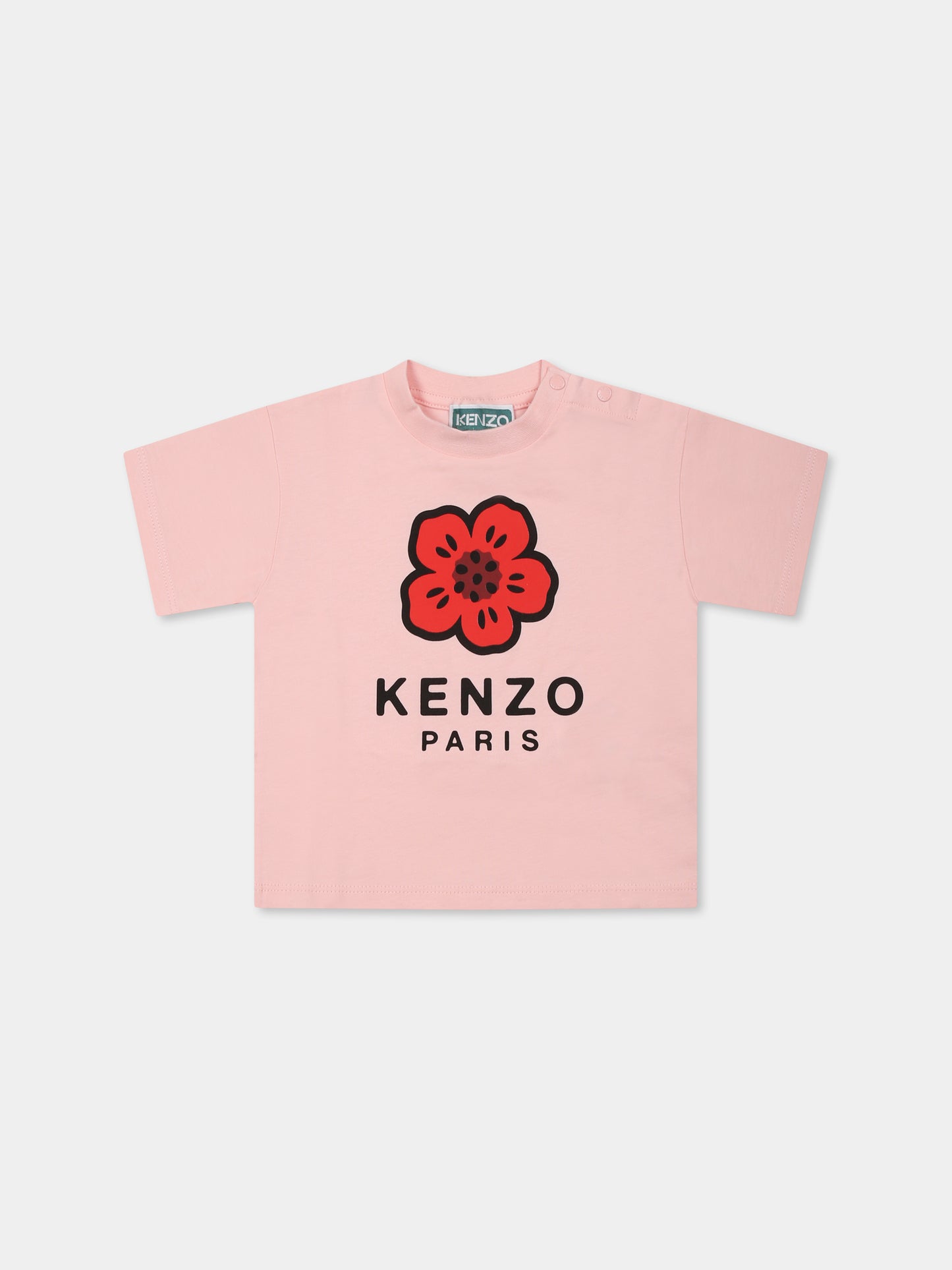 T-shirt rosa per neonata con Boke Flower,Kenzo Kids,K60954 45Z