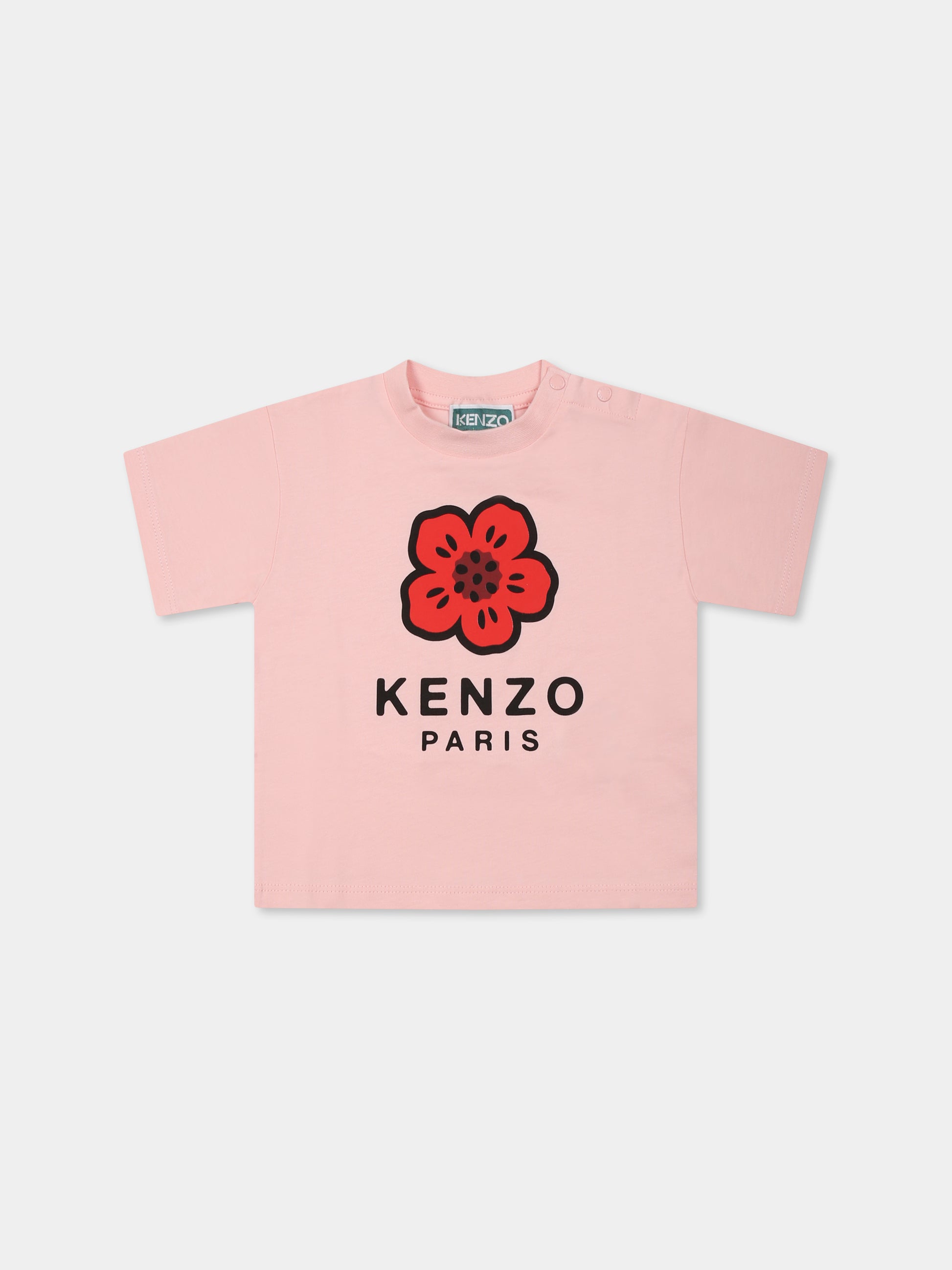 T-shirt rosa per neonata con Boke Flower,Kenzo Kids,K60954 45Z