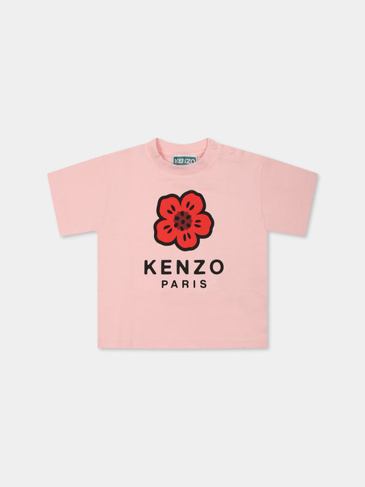 T-shirt rosa per neonata con Boke Flower,Kenzo Kids,K60954 45Z