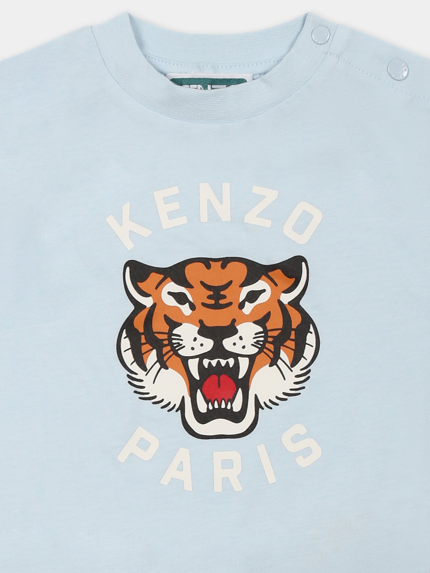 T-shirt bleu clair pur bébé garçon avec tigre