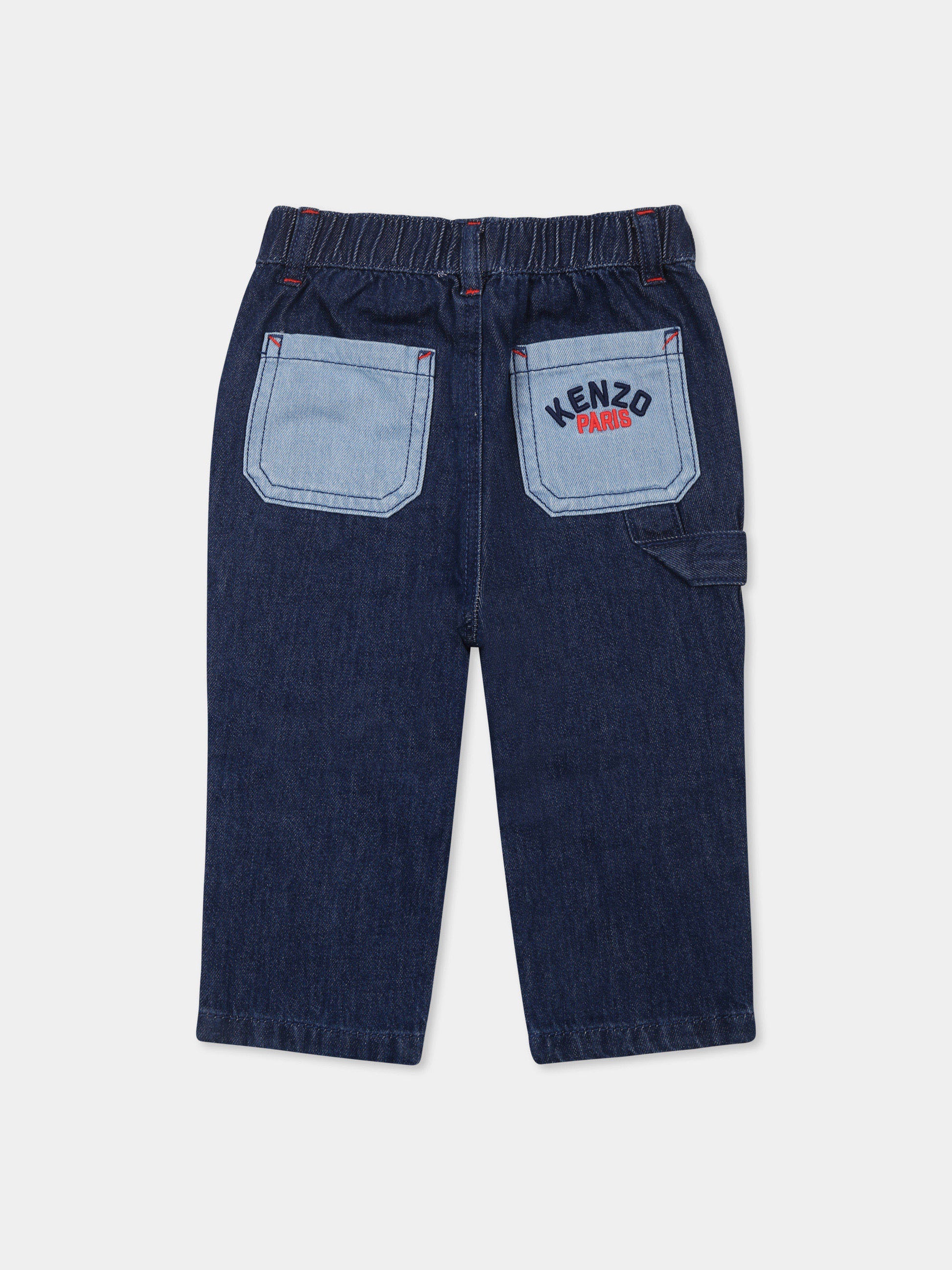 Jeans denim per neonatao con logo e ricamo,Kenzo Kids,K61205 Z25