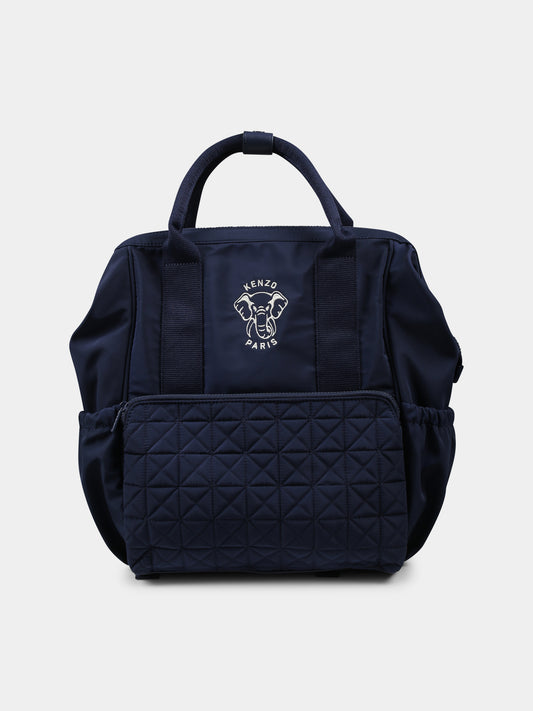 Borsa mamma blu per neonati con elefante e logo,Kenzo Kids,K60875 84A