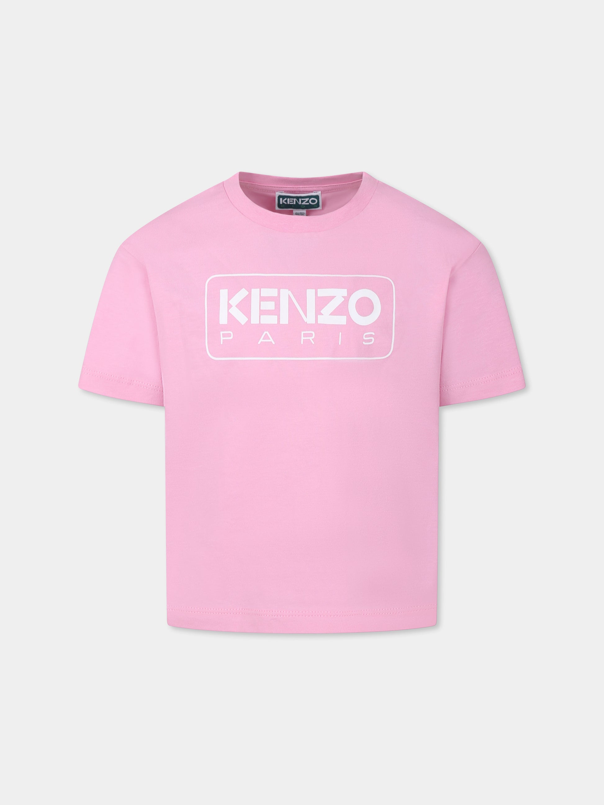 T-shirt rosa per bambina con logo,Kenzo Kids,K61064 465