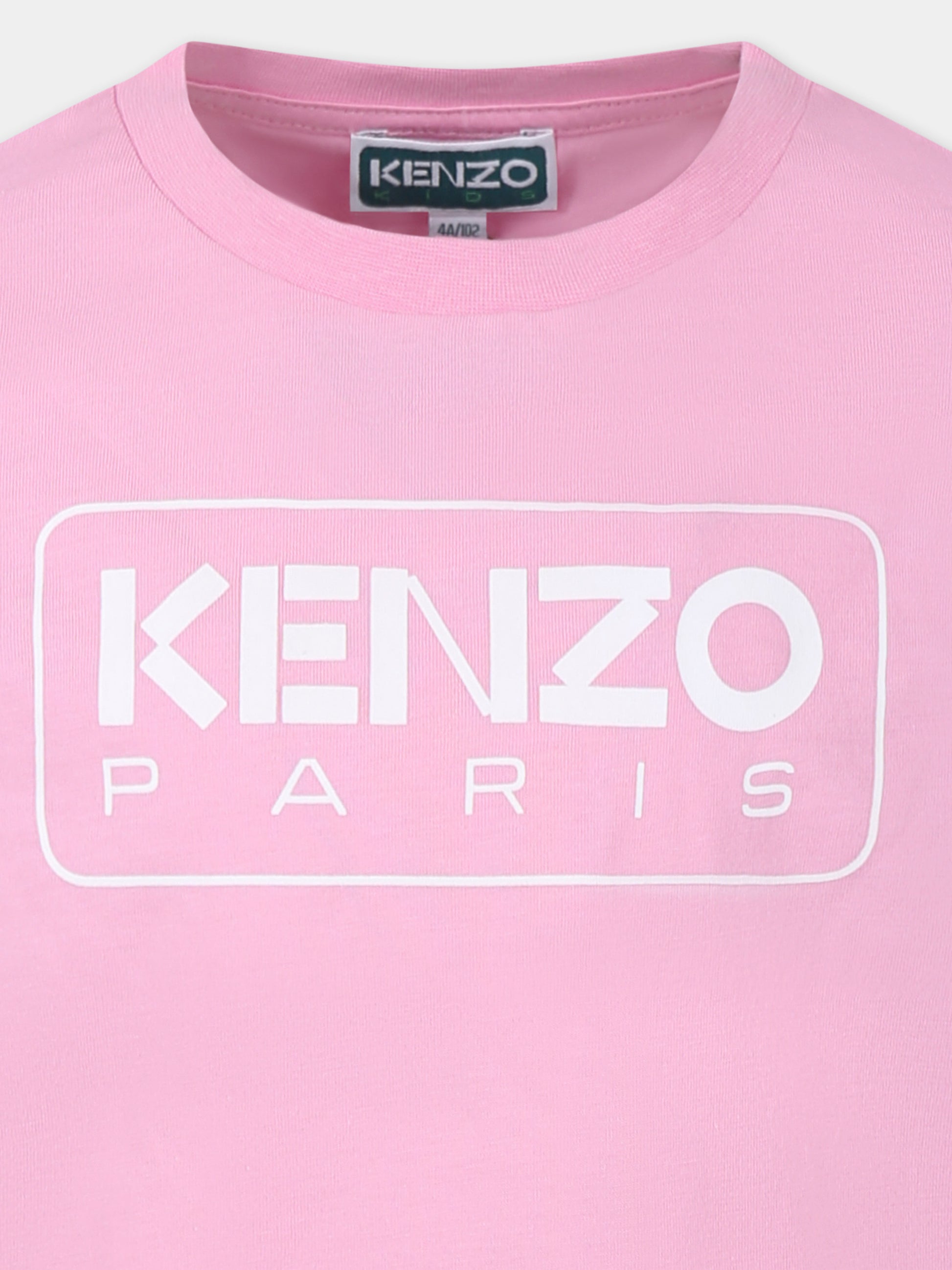 T-shirt rosa per bambina con logo,Kenzo Kids,K61064 465