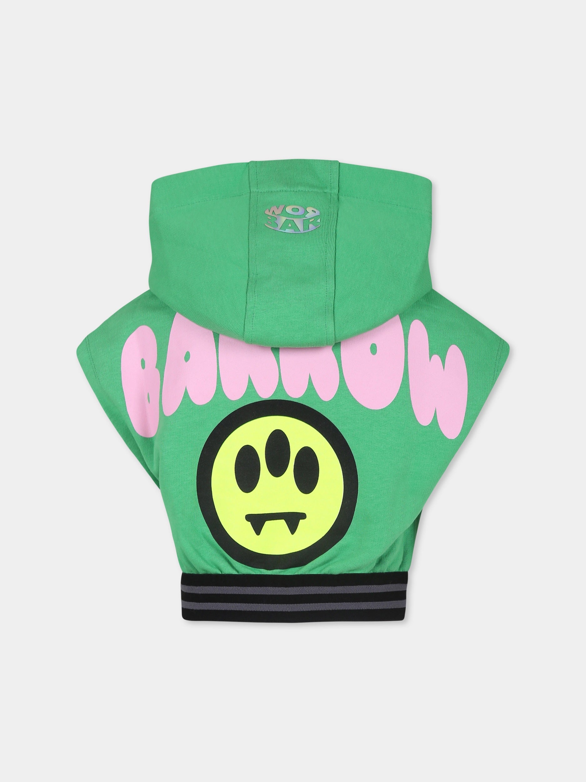 Felpa crop verde per bambina con smile,Barrow,S4BKJGHS104 BW012