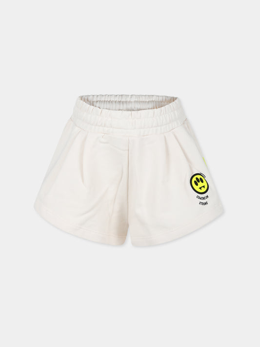 Shorts avorio per bambina con smile,Barrow,S4BKJGSH110 013