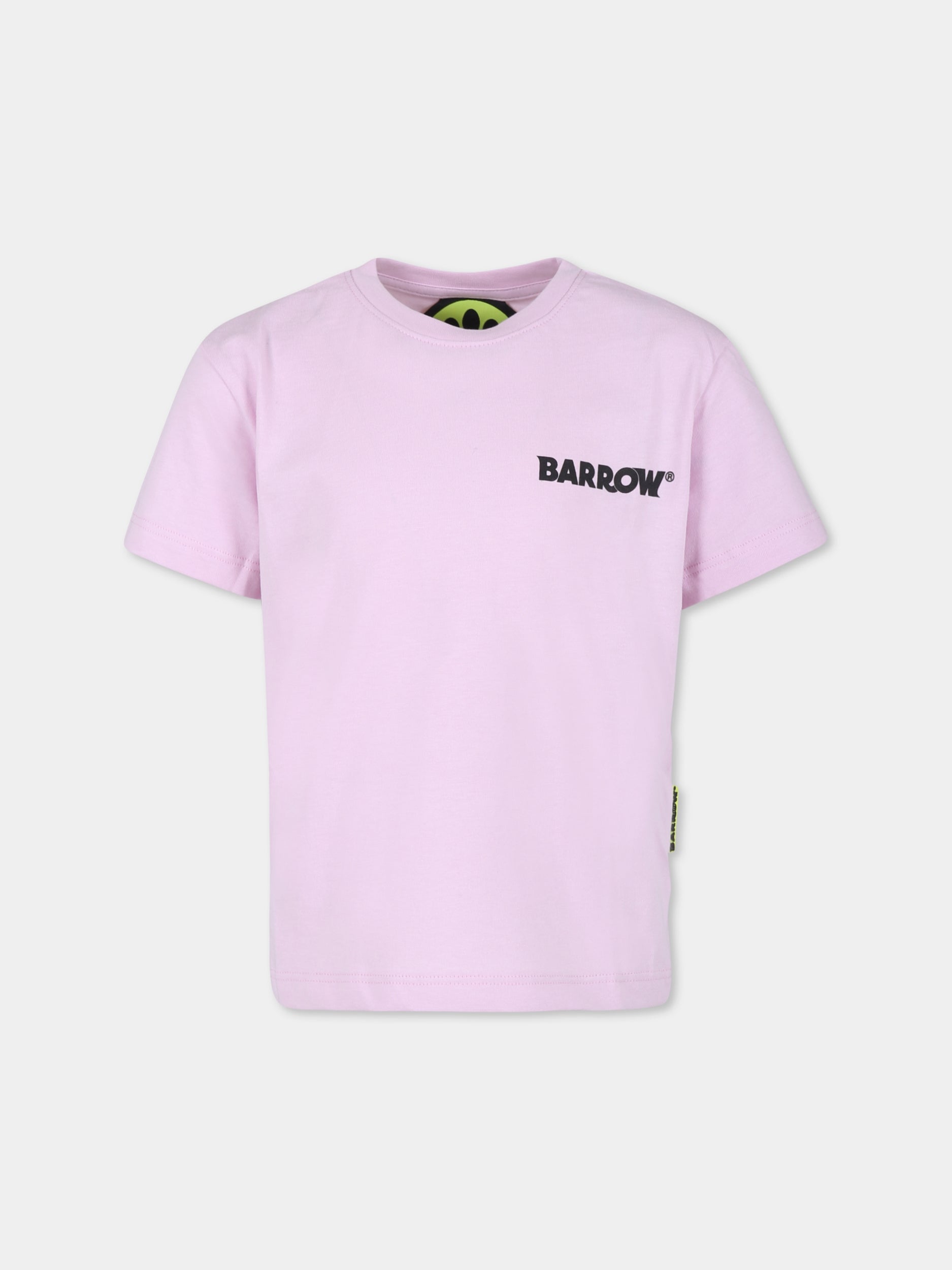 T-shirt rosa per bambini con smile e logo,Barrow,S4BKJUTH096 BW014