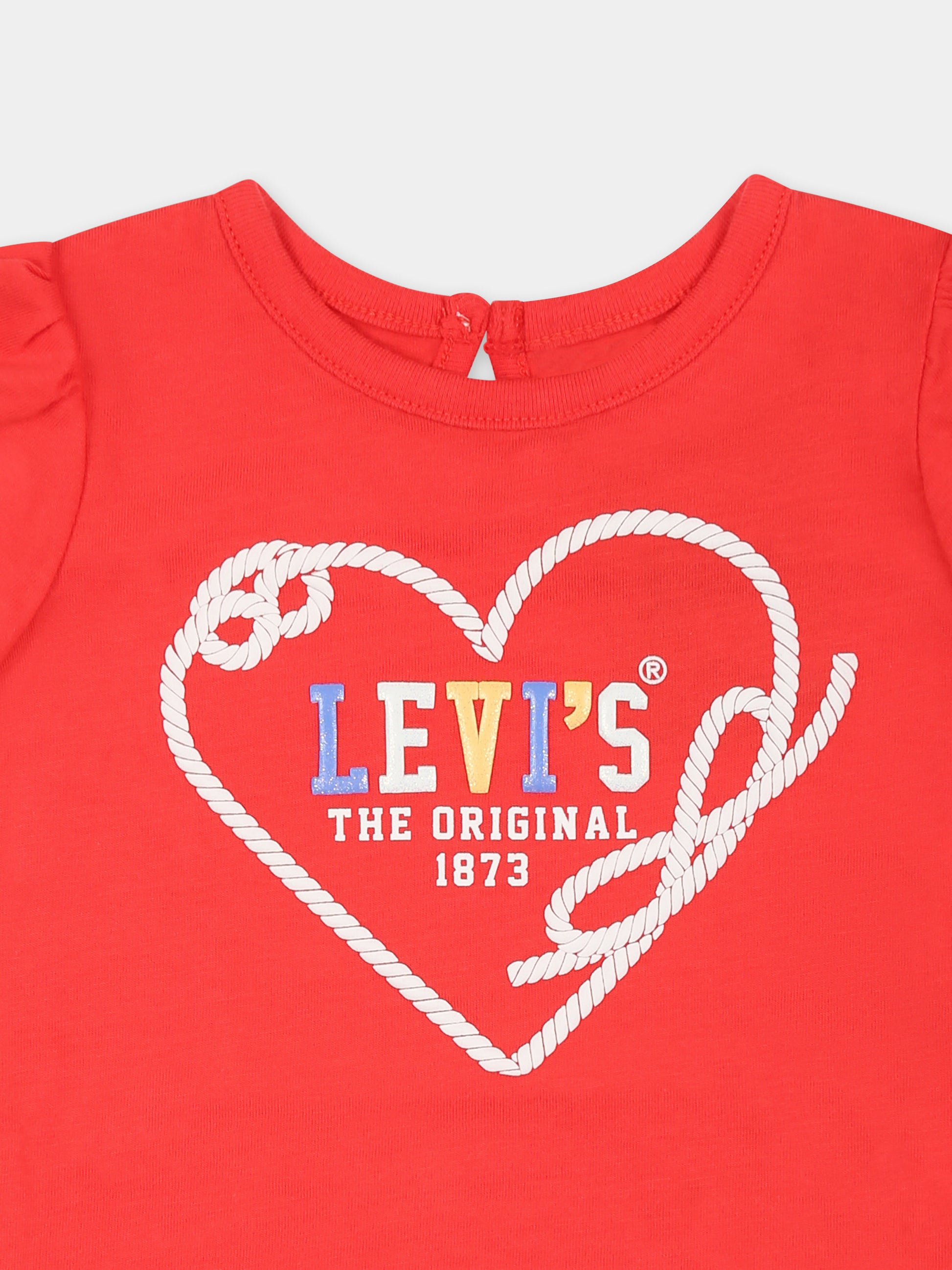 T-shirt rossa per neonata con logo e cuore,Levi's Kids,M402 R1Q