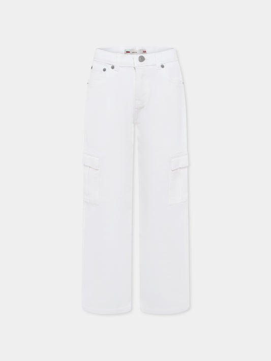 Jean blanc pour fille avec logo