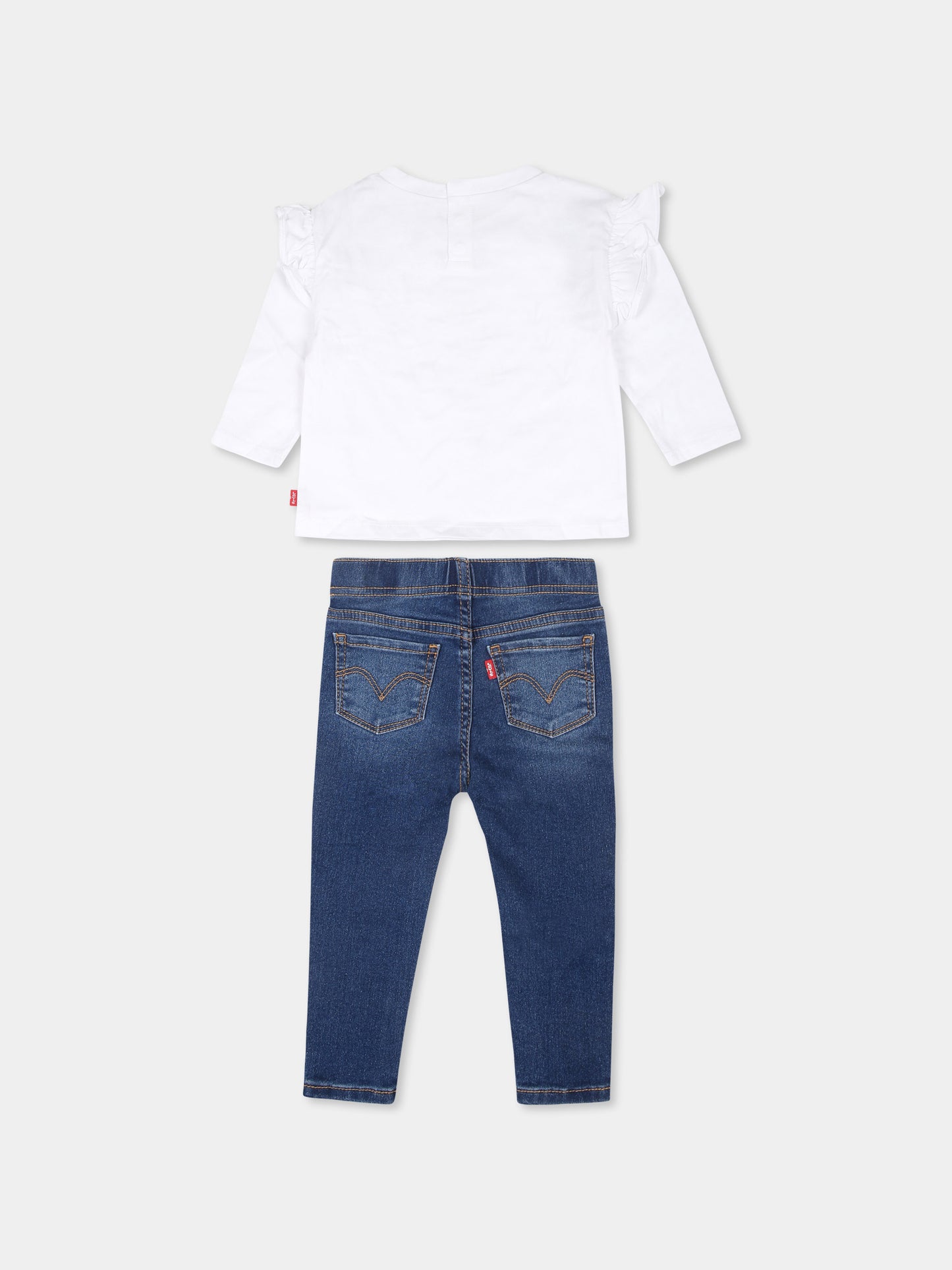 Completo bianco per neonata con orso e logo,Levi's Kids,23WLK1EJ252 W1T