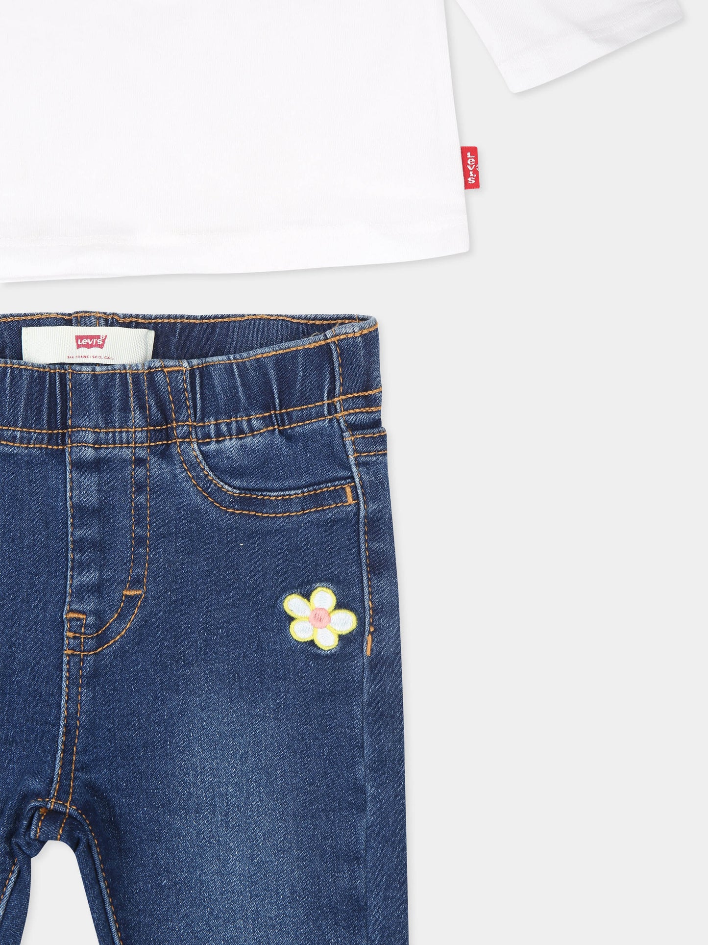 Completo bianco per neonata con orso e logo,Levi's Kids,23WLK1EJ252 W1T