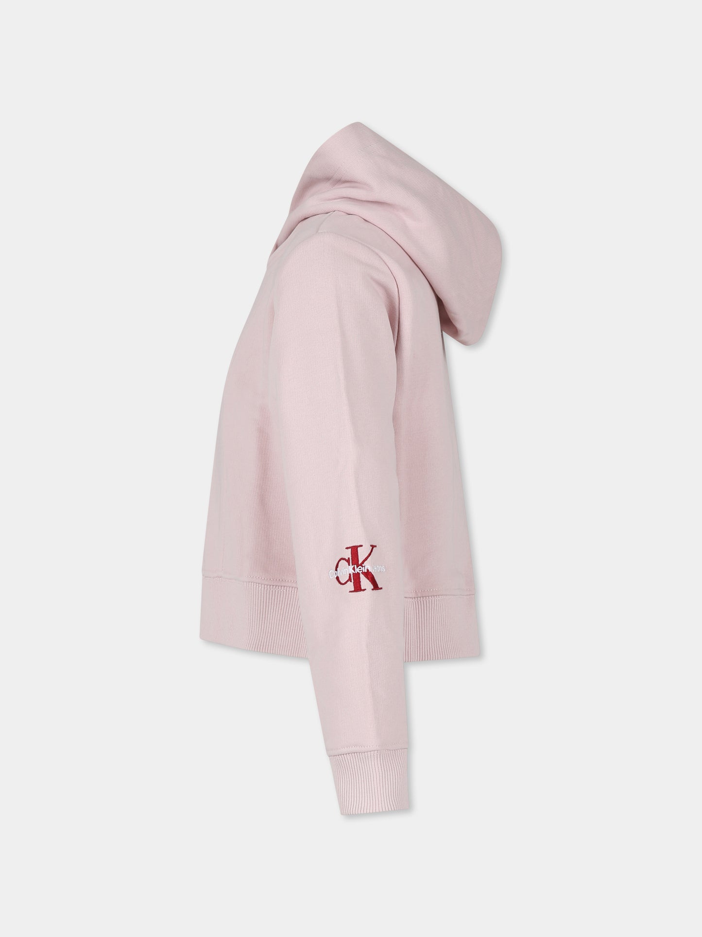 Felpa crop rosa per bambina con logo,Calvin Klein Kids,24SCKIG0IG02424 TF6