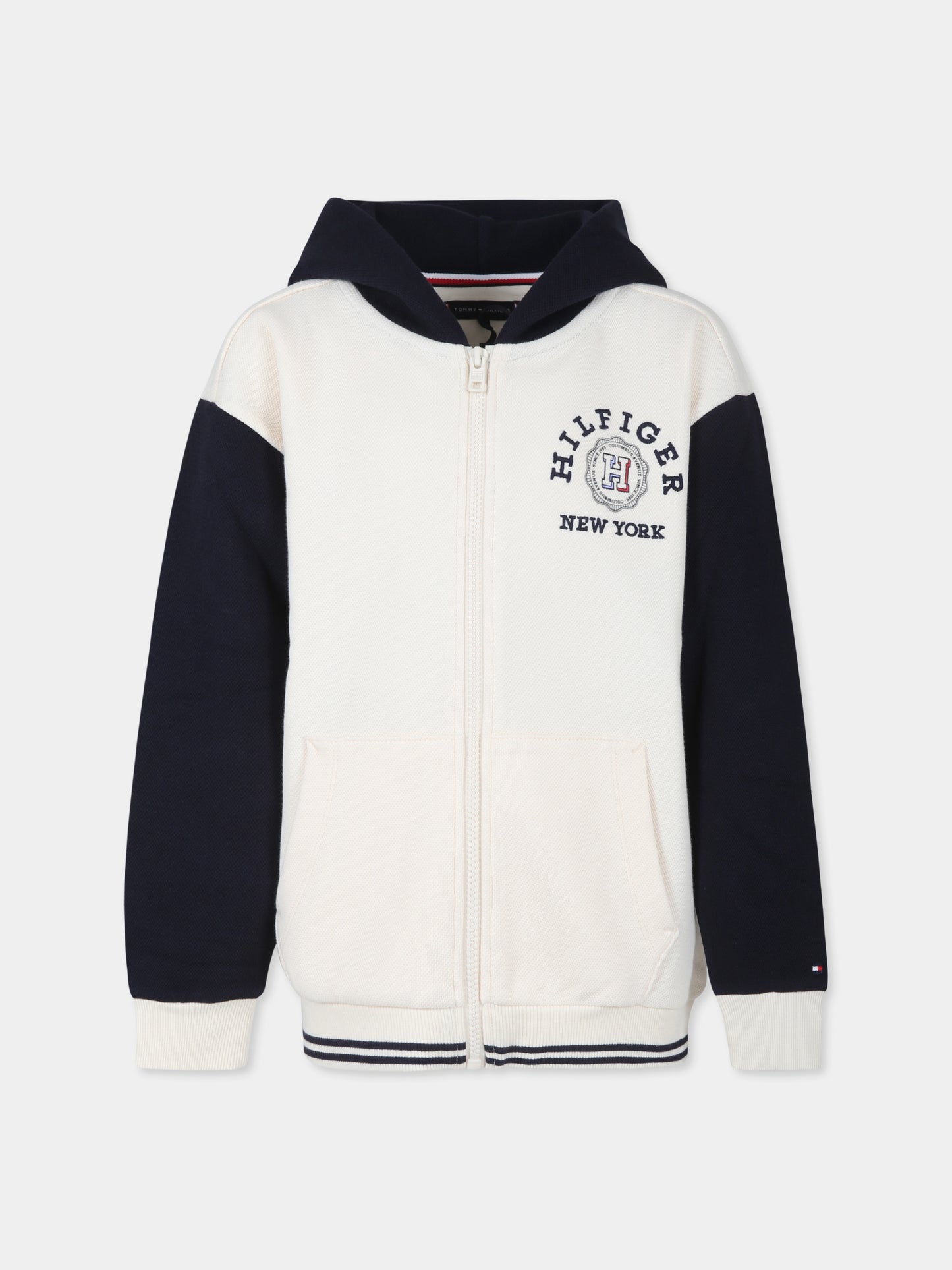 Felpa avorio per bambino con logo,Tommy Hilfiger Junior,24STHKB0KB08824 DW5