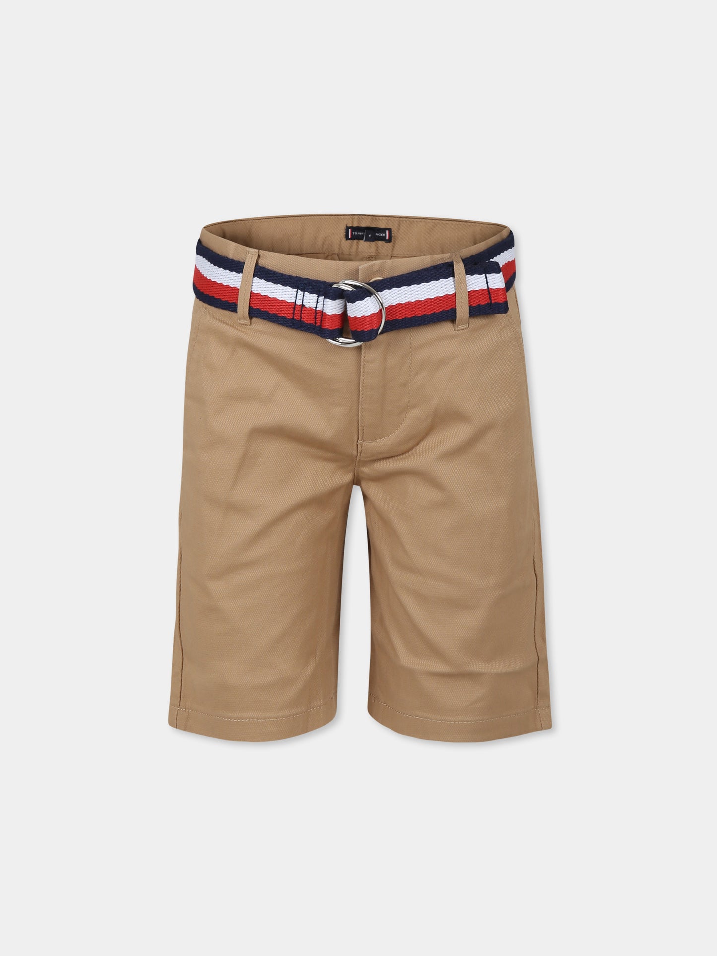 Shorts beige per bambino con bandierina,Tommy Hilfiger Junior,24STHKB0KB08845 RBL