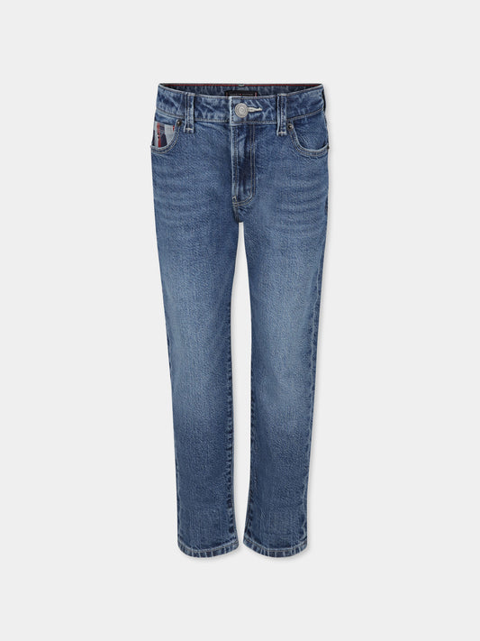 Jeans blu per bambino con bandierina,Tommy Hilfiger Junior,24STHKB0KB08906 C10