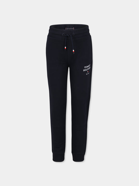 Pantaloni blu per bambino con logo,Tommy Hilfiger Junior,23FTHKB0KB08697 DW5
