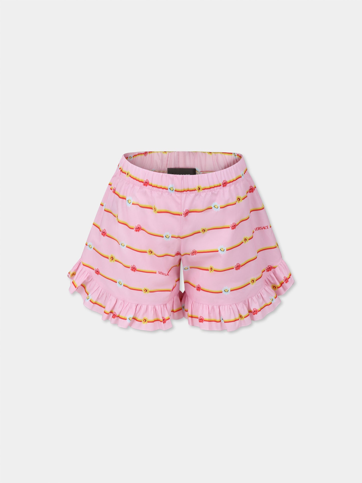 Short rose pour bébé fille avec logo