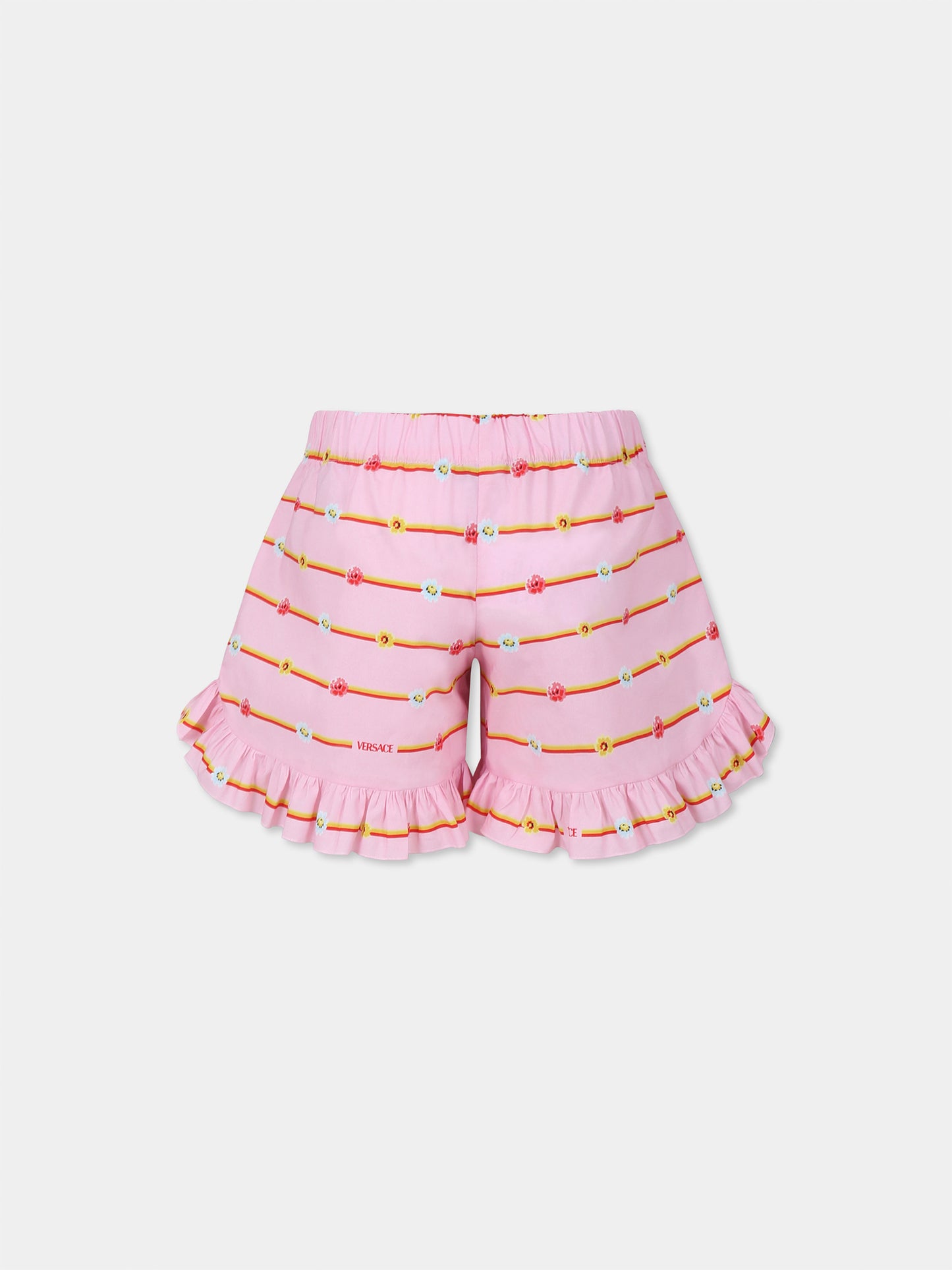 Short rose pour bébé fille avec logo