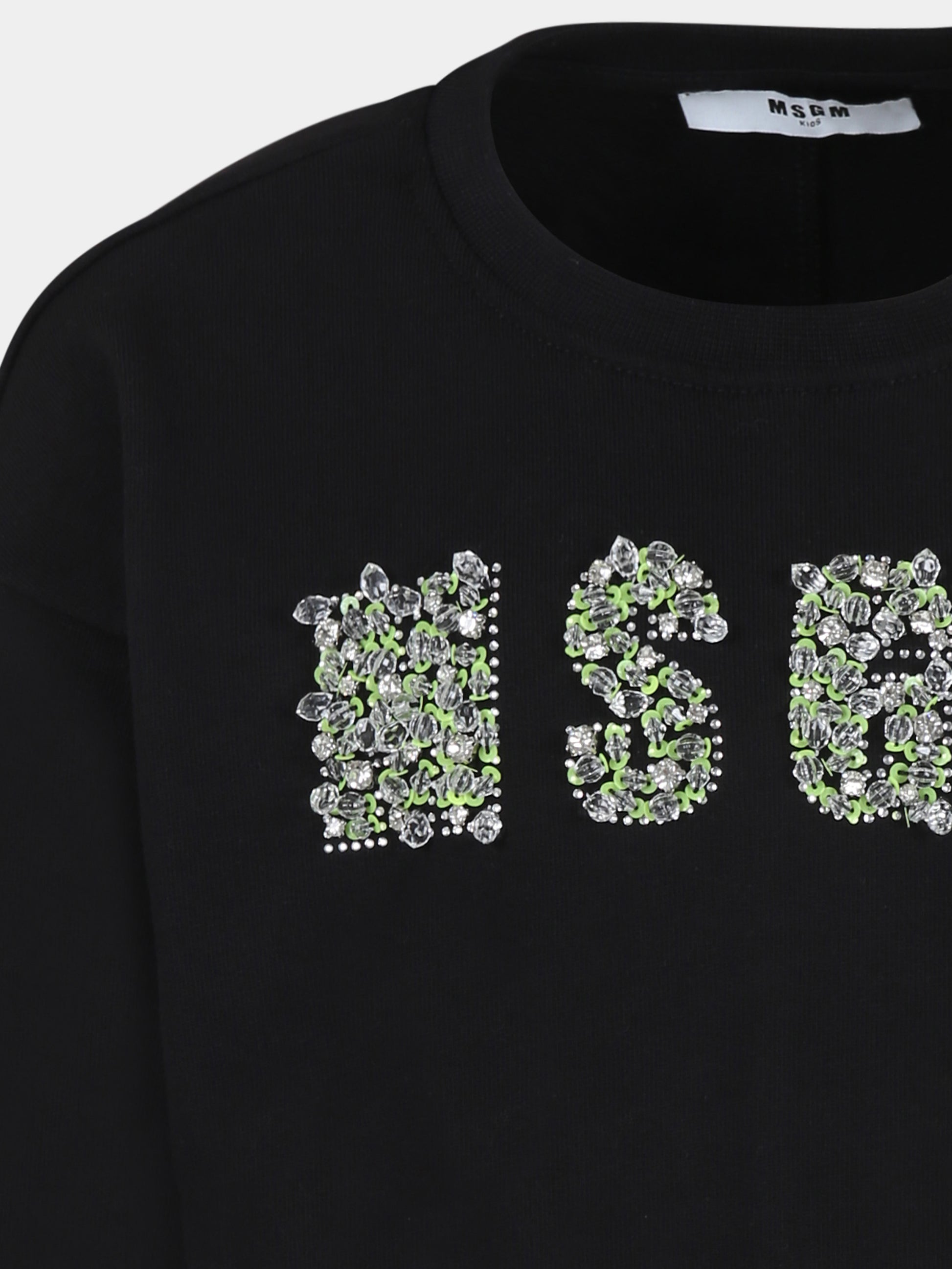 Felpa nera per bambina con logo,Msgm Kids,S4MSJGSW118 110