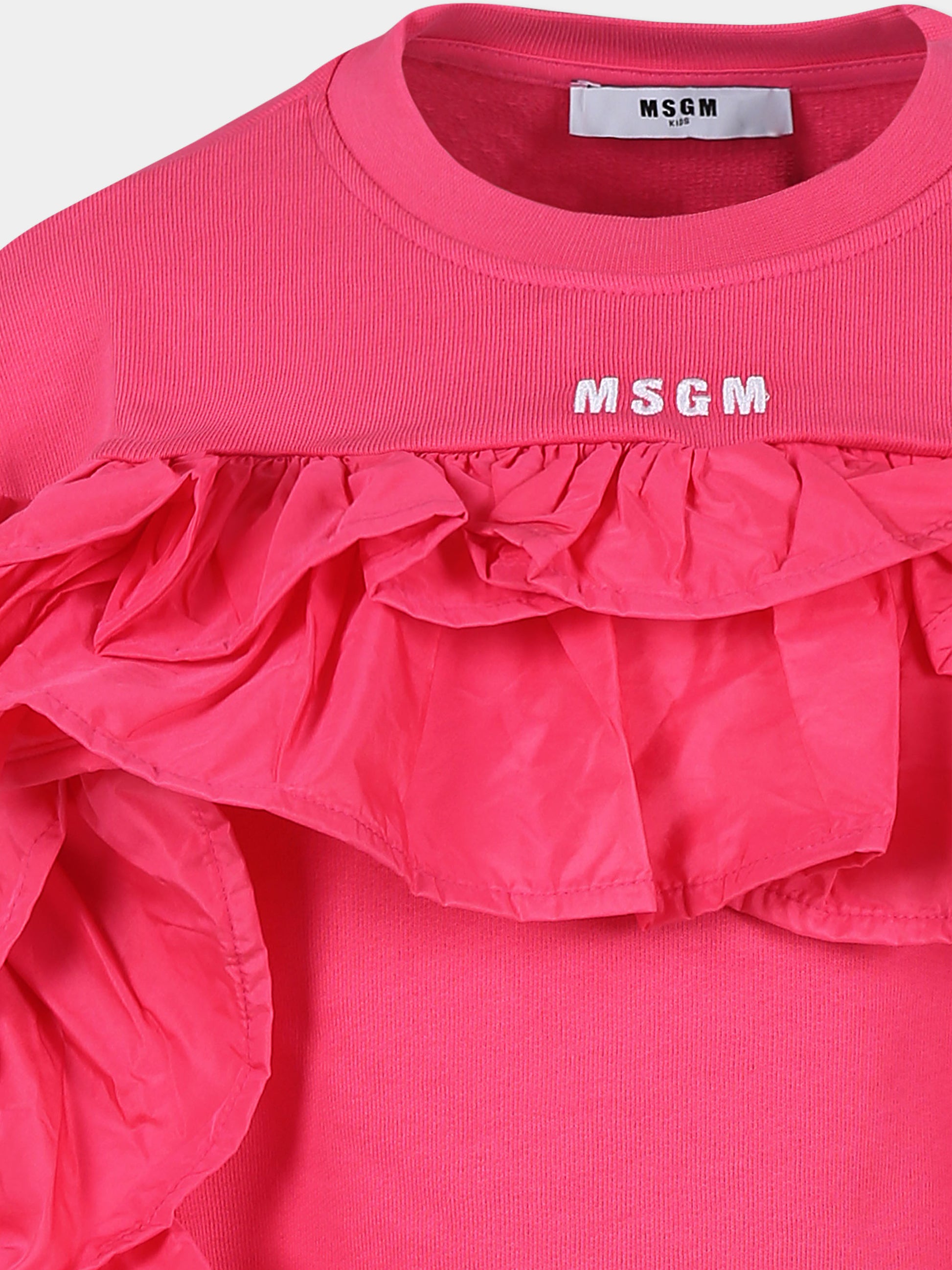 Felpa fucsia per bambina con logo,Msgm Kids,S4MSJGSW135 044