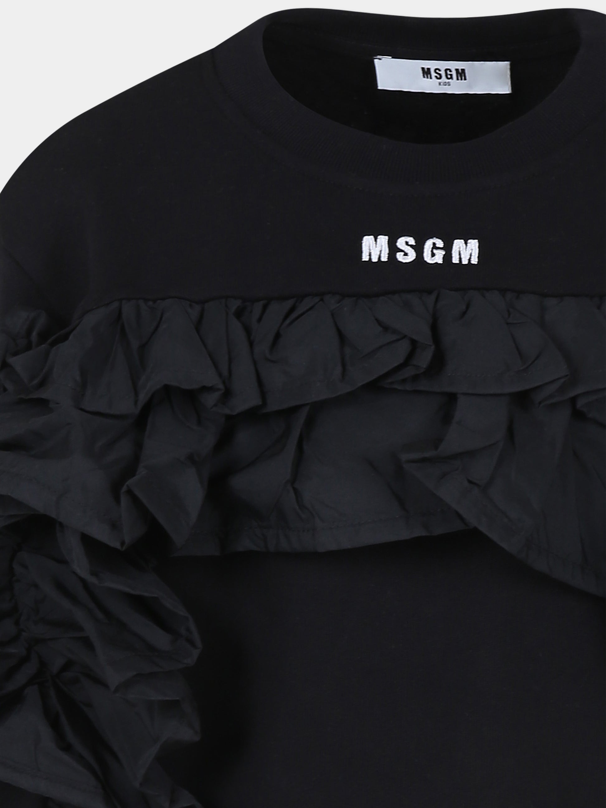 Felpa nera per bambina con logo,Msgm Kids,S4MSJGSW135 110