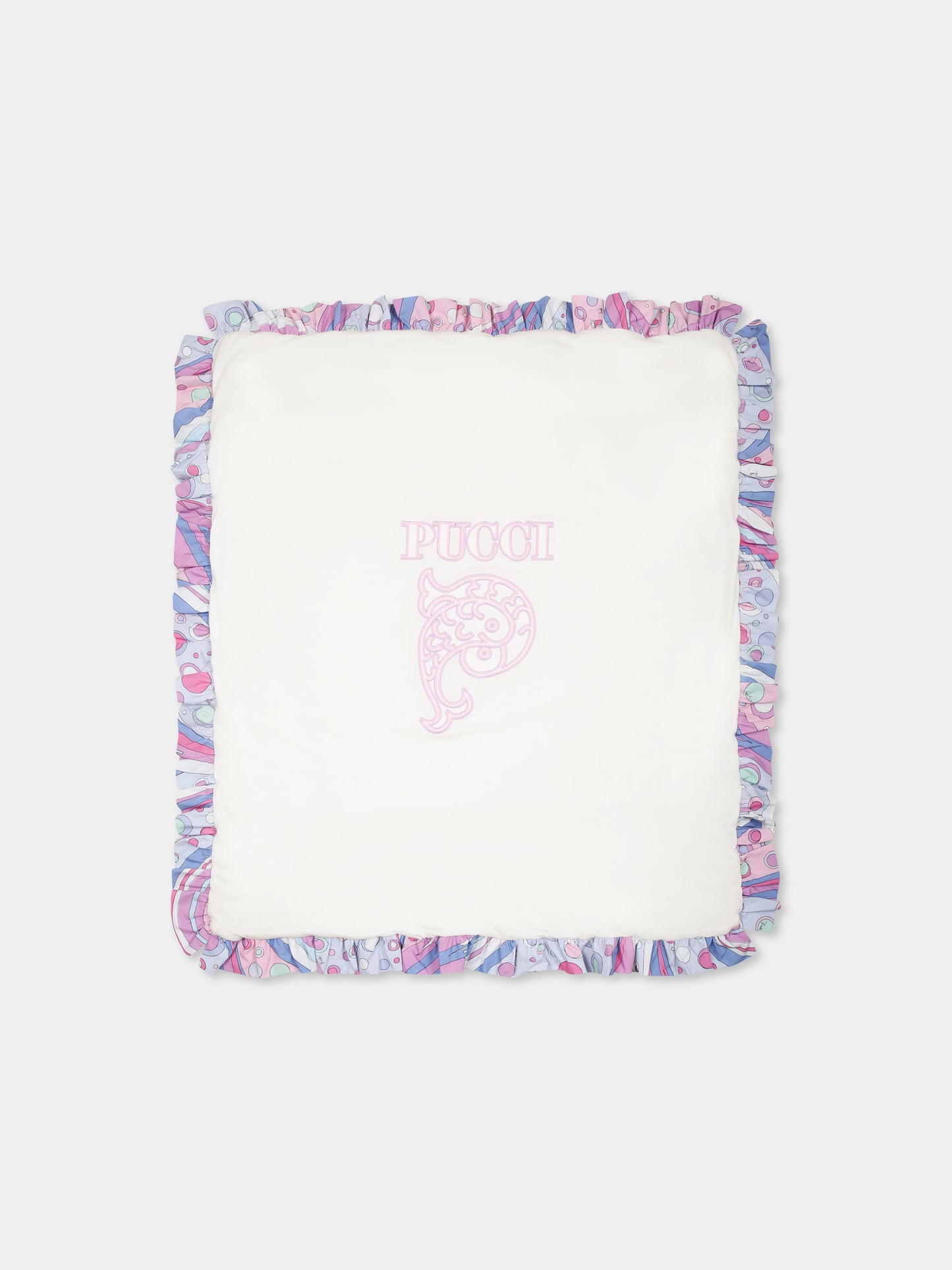 Couverture blanche pour bébé fille avec logo