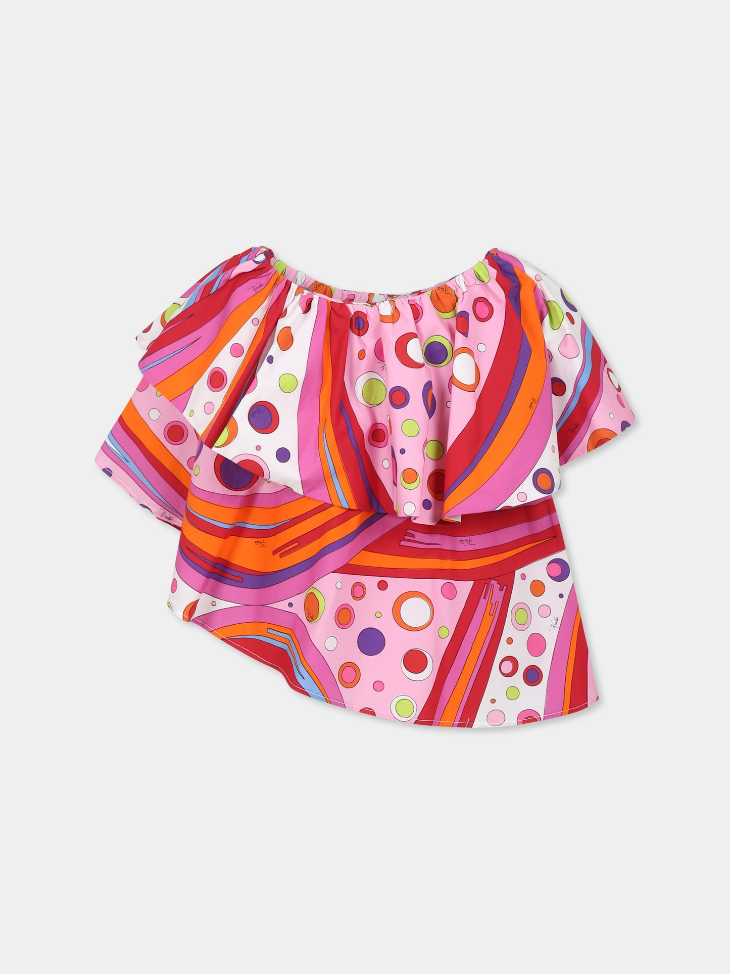Top multicolor per bambina con stampa marmo,Emilio Pucci Junior,PW5A92 P0494 437MC