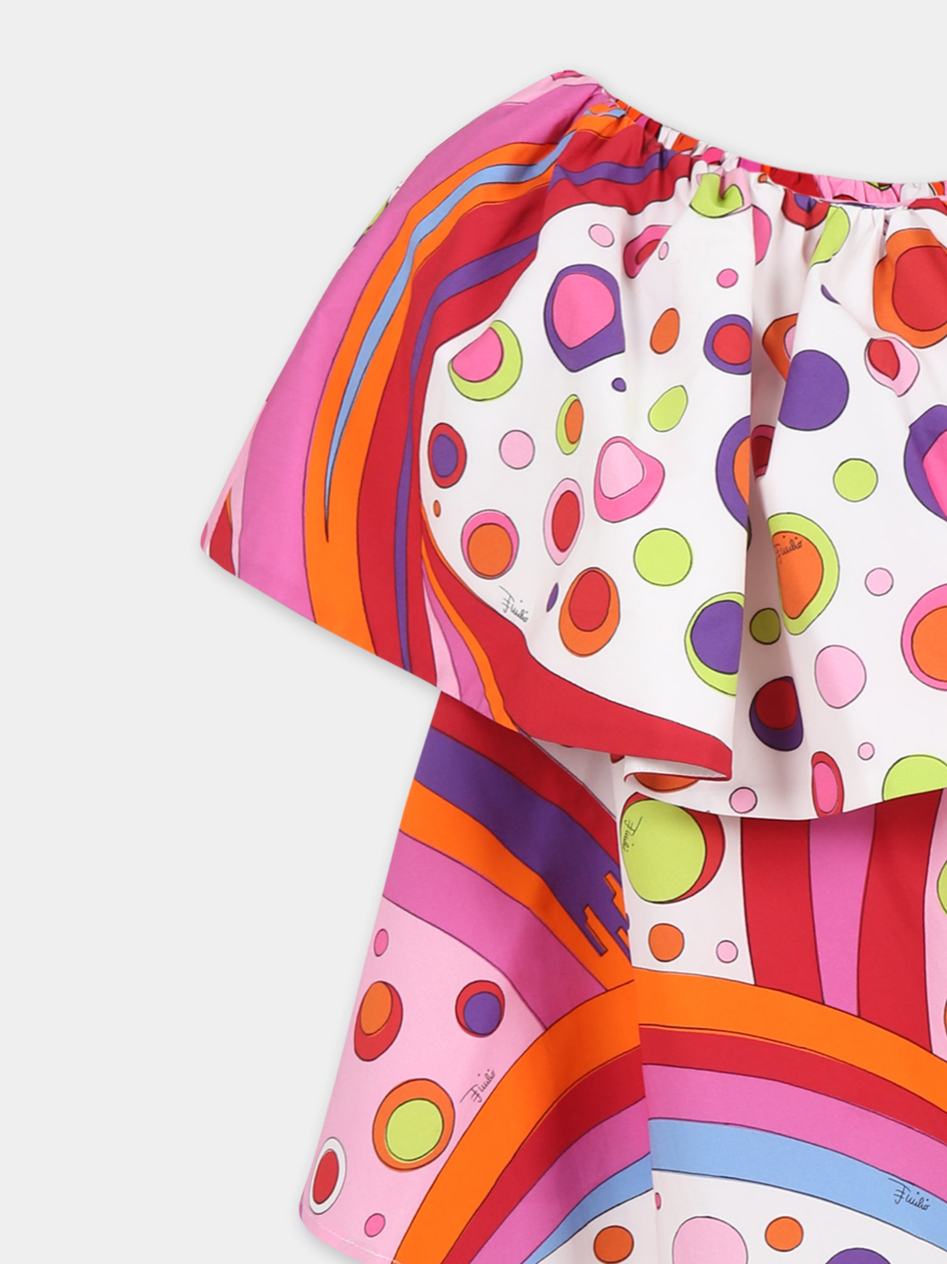 Top multicolor per bambina con stampa marmo,Emilio Pucci Junior,PW5A92 P0494 437MC