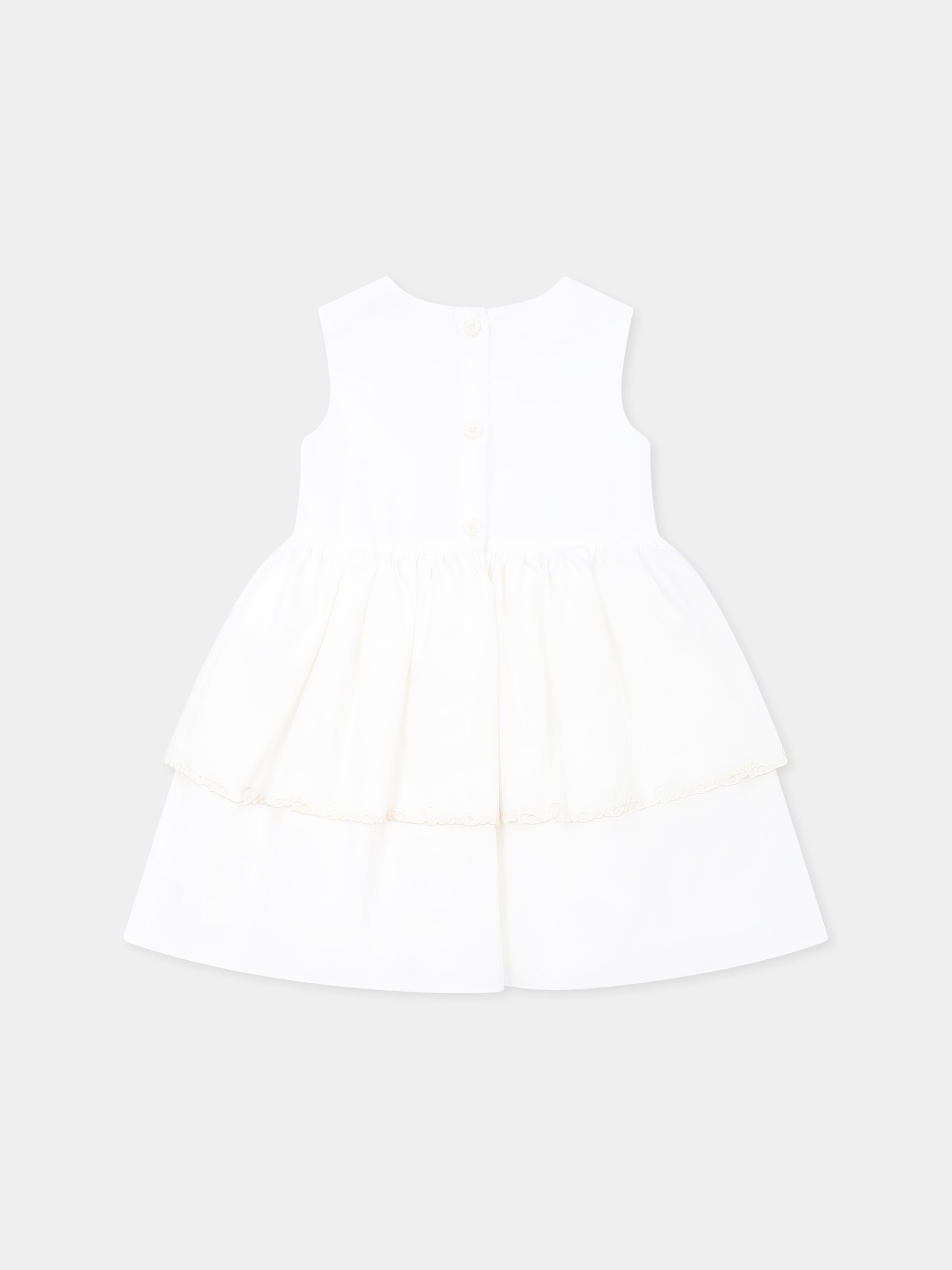 Vestito bianco per neonata con logo,Simonetta,SW1012 P0518 100BC