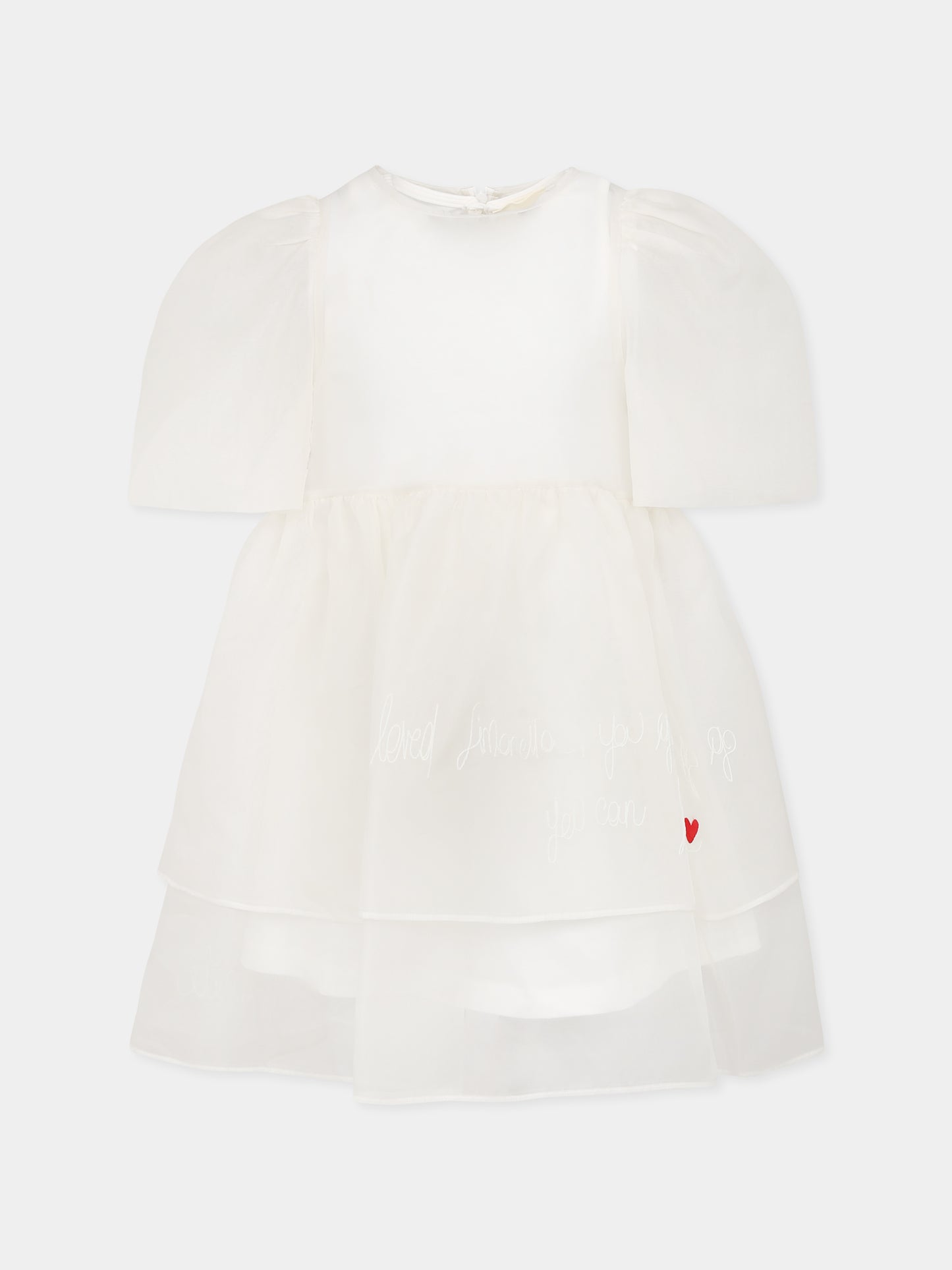 Robe blanche pour fille avec écriture