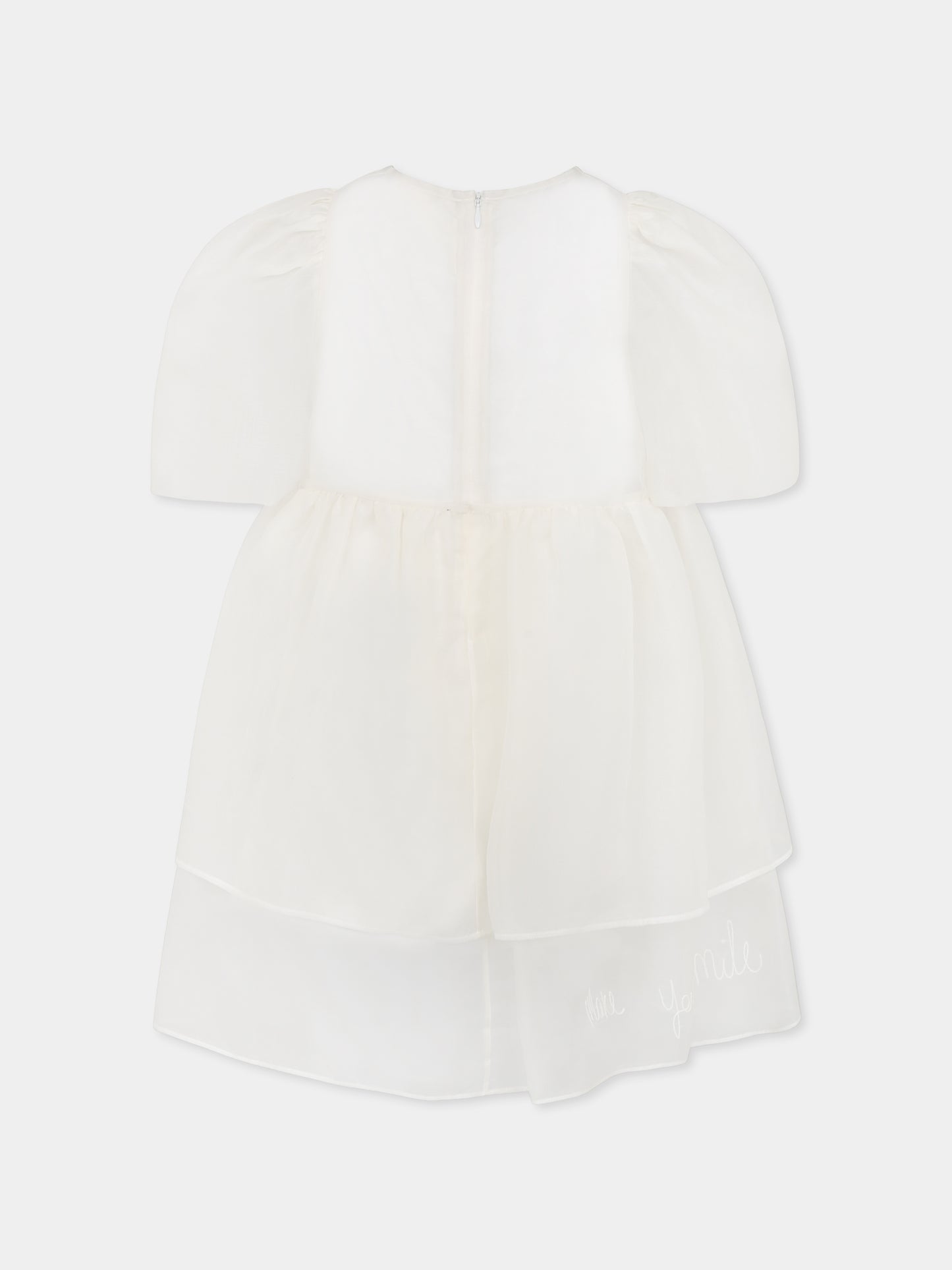 Robe blanche pour fille avec écriture