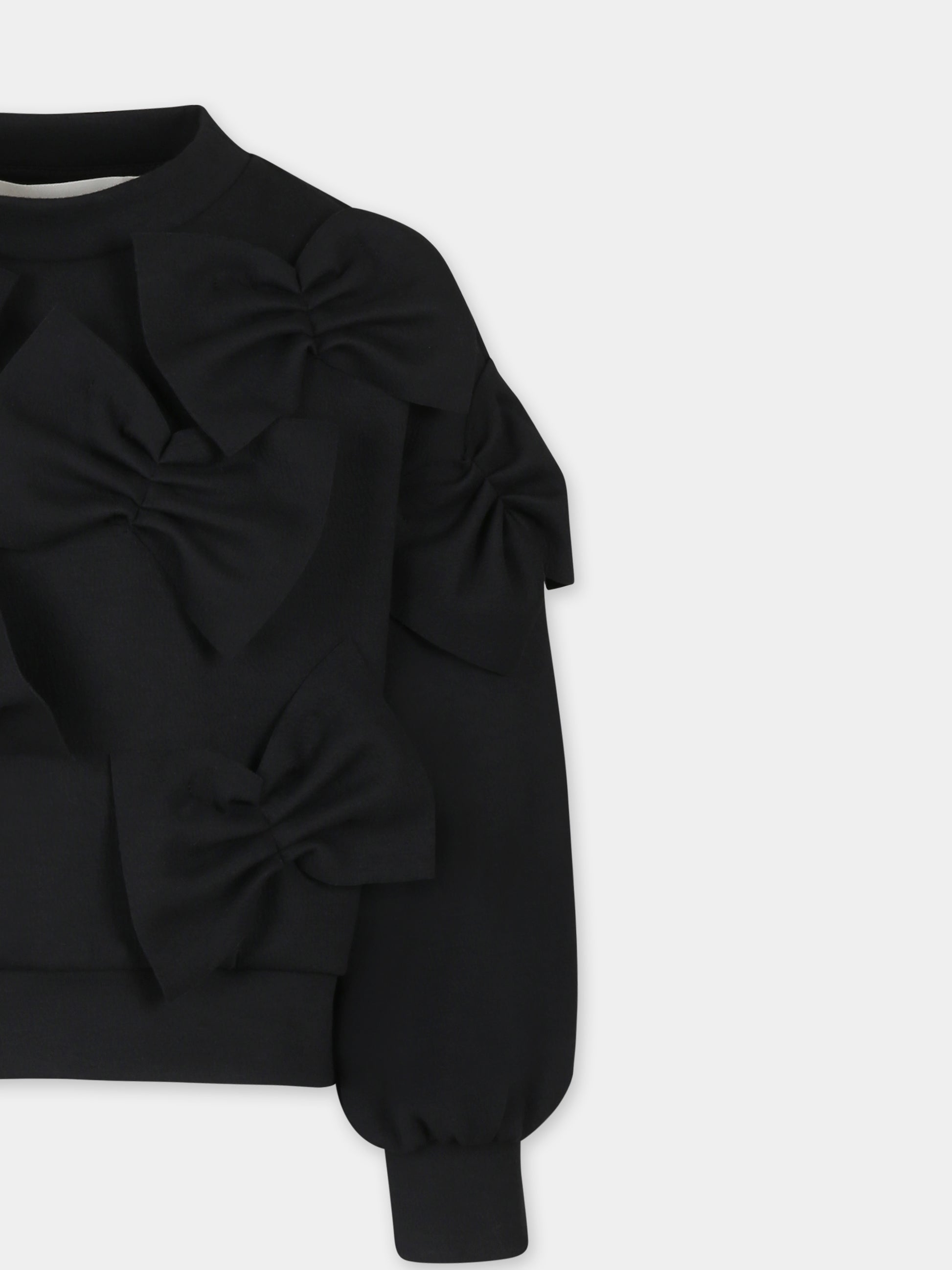 Felpa nera per bambina con fiocchi,Simonetta,SW4A00 F0198 930