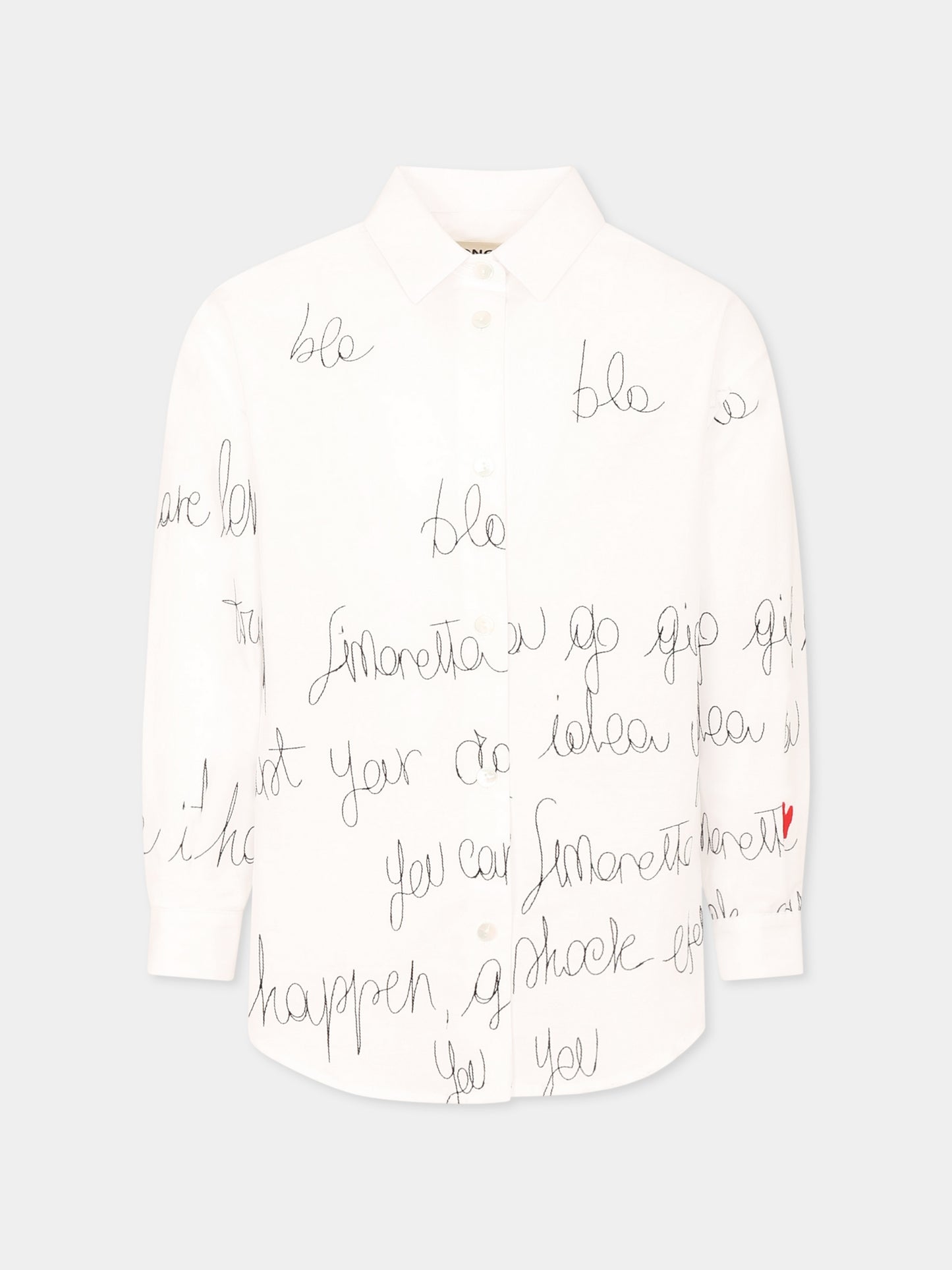 Camicia bianca per bambina con scritta e cuore,Simonetta,SW5A40 L0316 100NE