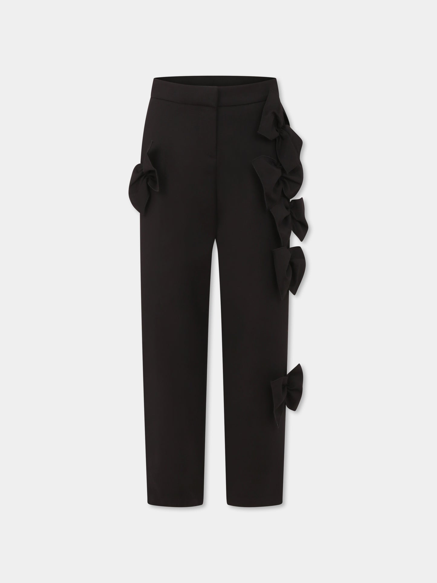 Pantaloni neri per bambina con fiocchi,Simonetta,SW6A91 S0201 930