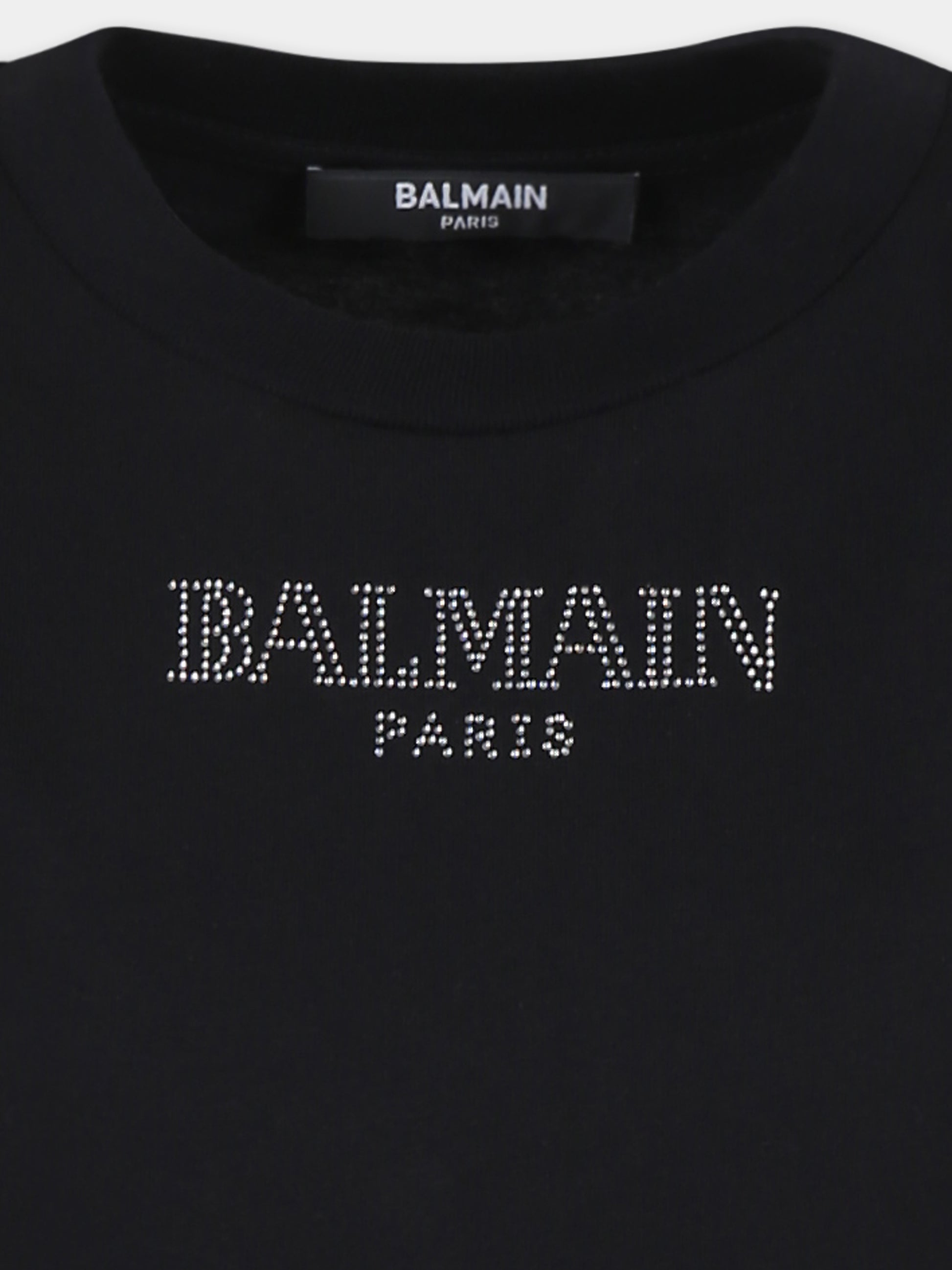 Vestito nero per bambina con logo,Balmain Kids,BW1B51 Z0082 930