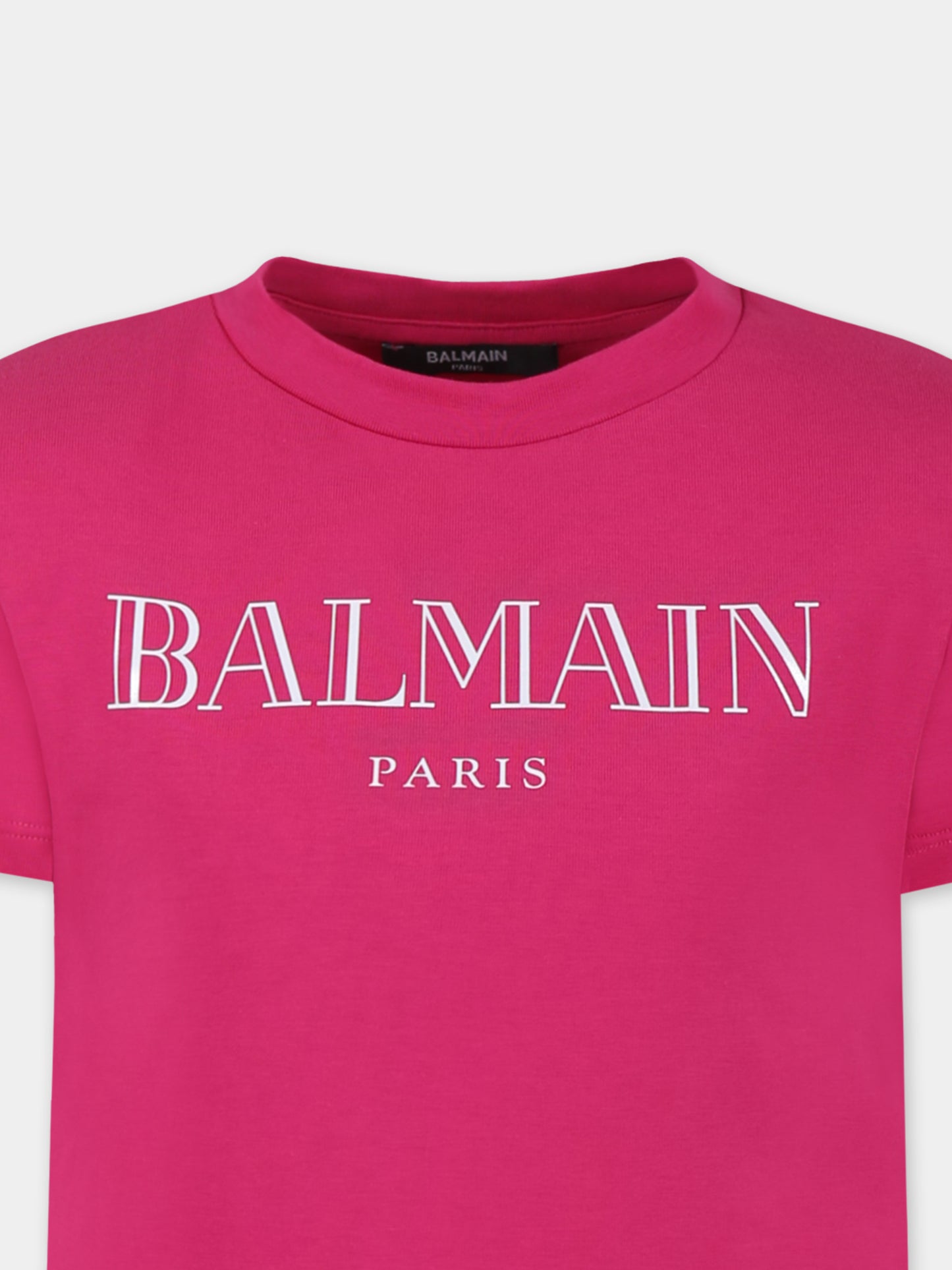 Vestito fucsia per bambina con logo,Balmain Kids,BW1C01 Z2389 50LBC